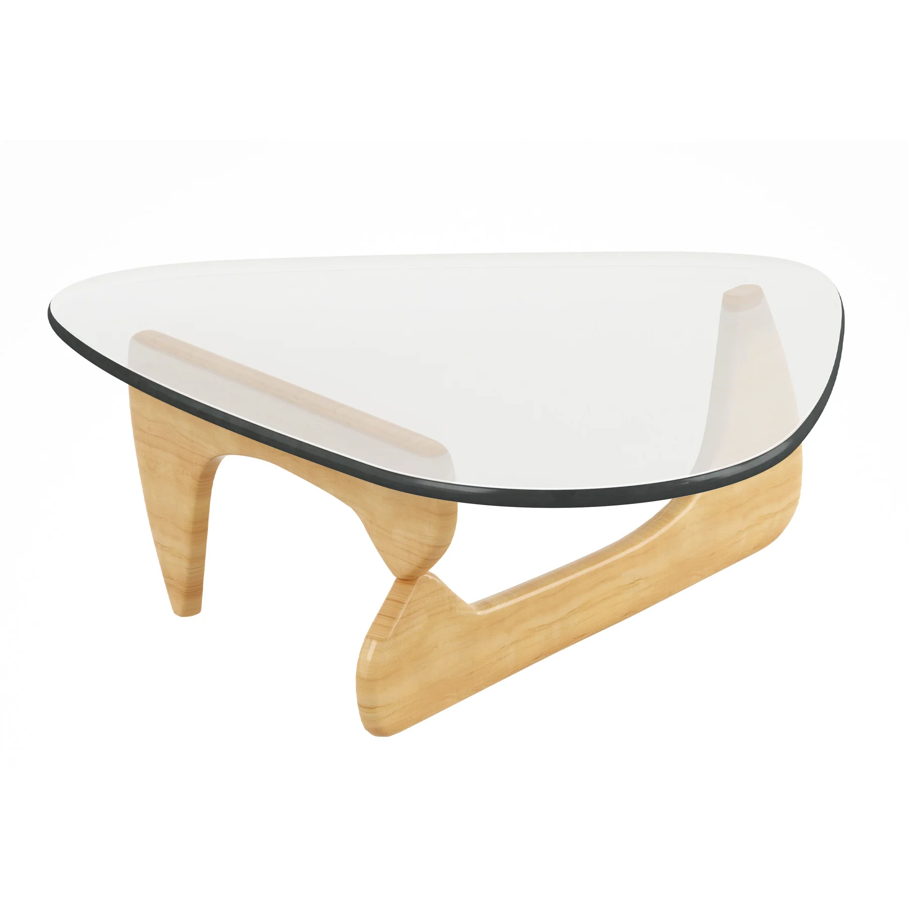 50" Natural And Clear Glass Triangle Coffee Table By Homeroots - Image 2