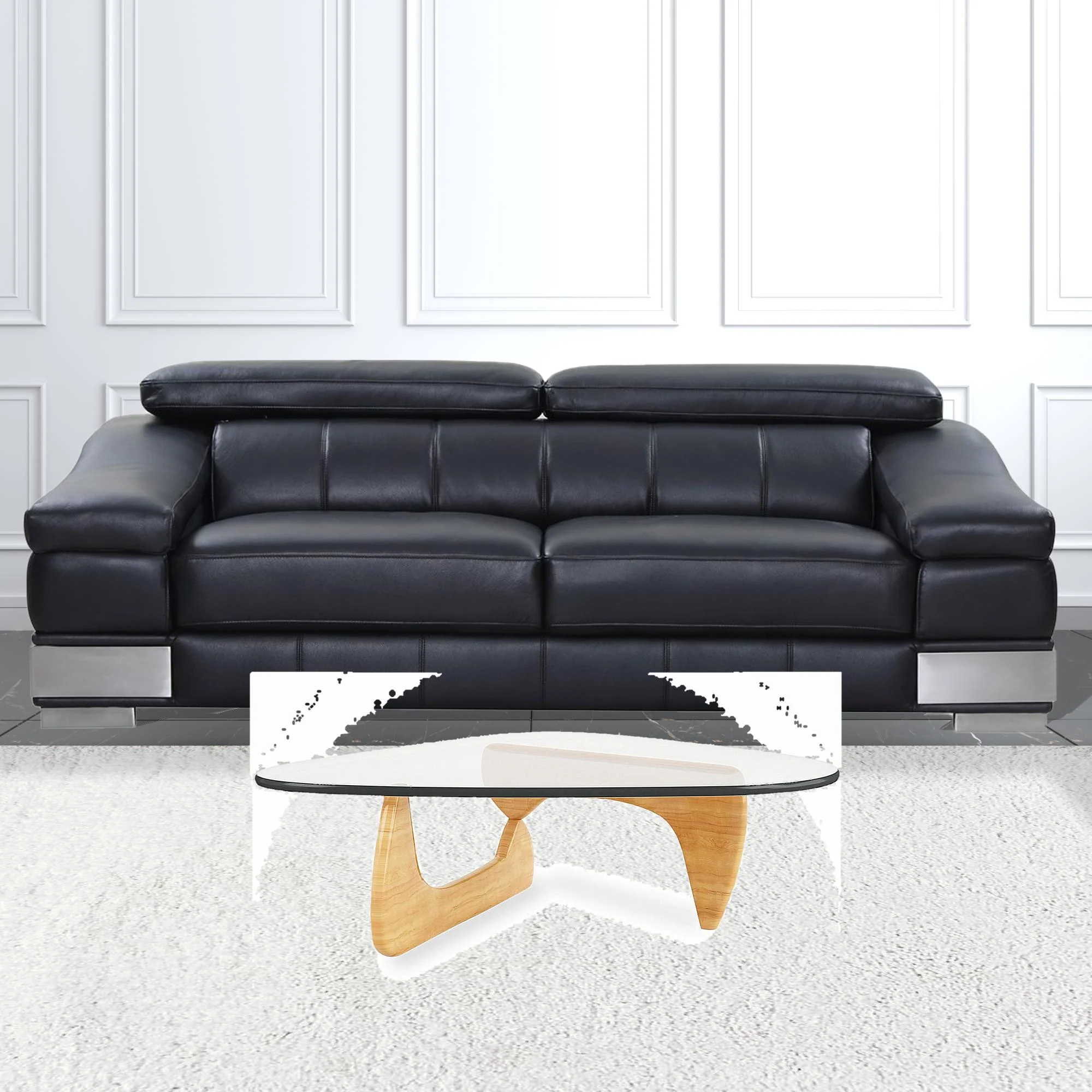50" Natural And Clear Glass Triangle Coffee Table By Homeroots - Image 5