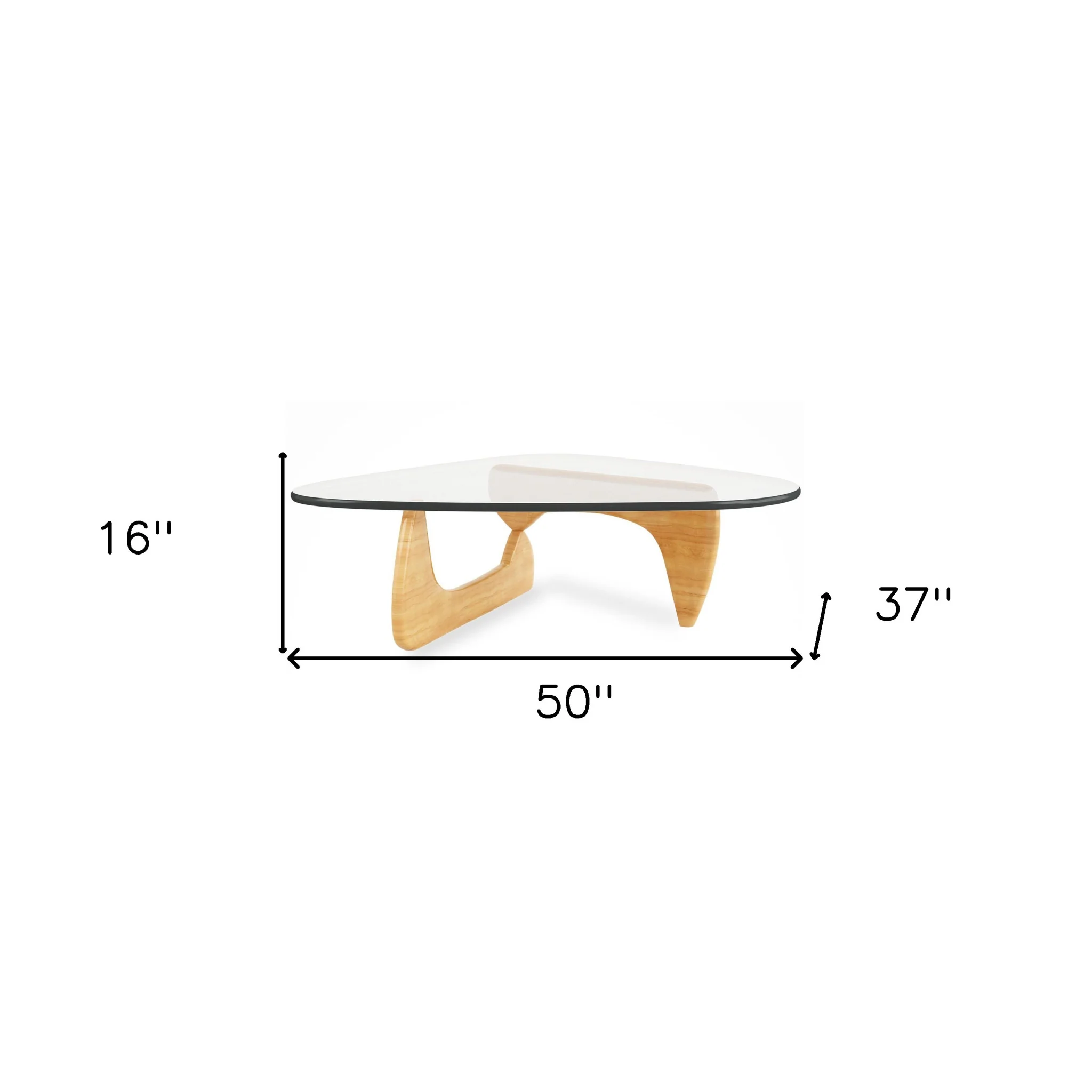 50" Natural And Clear Glass Triangle Coffee Table By Homeroots - Image 6