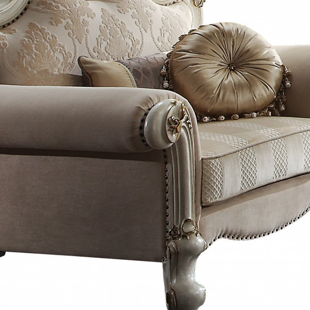 50" Pearl Fabric Damask Arm Chair By Homeroots - Image 3