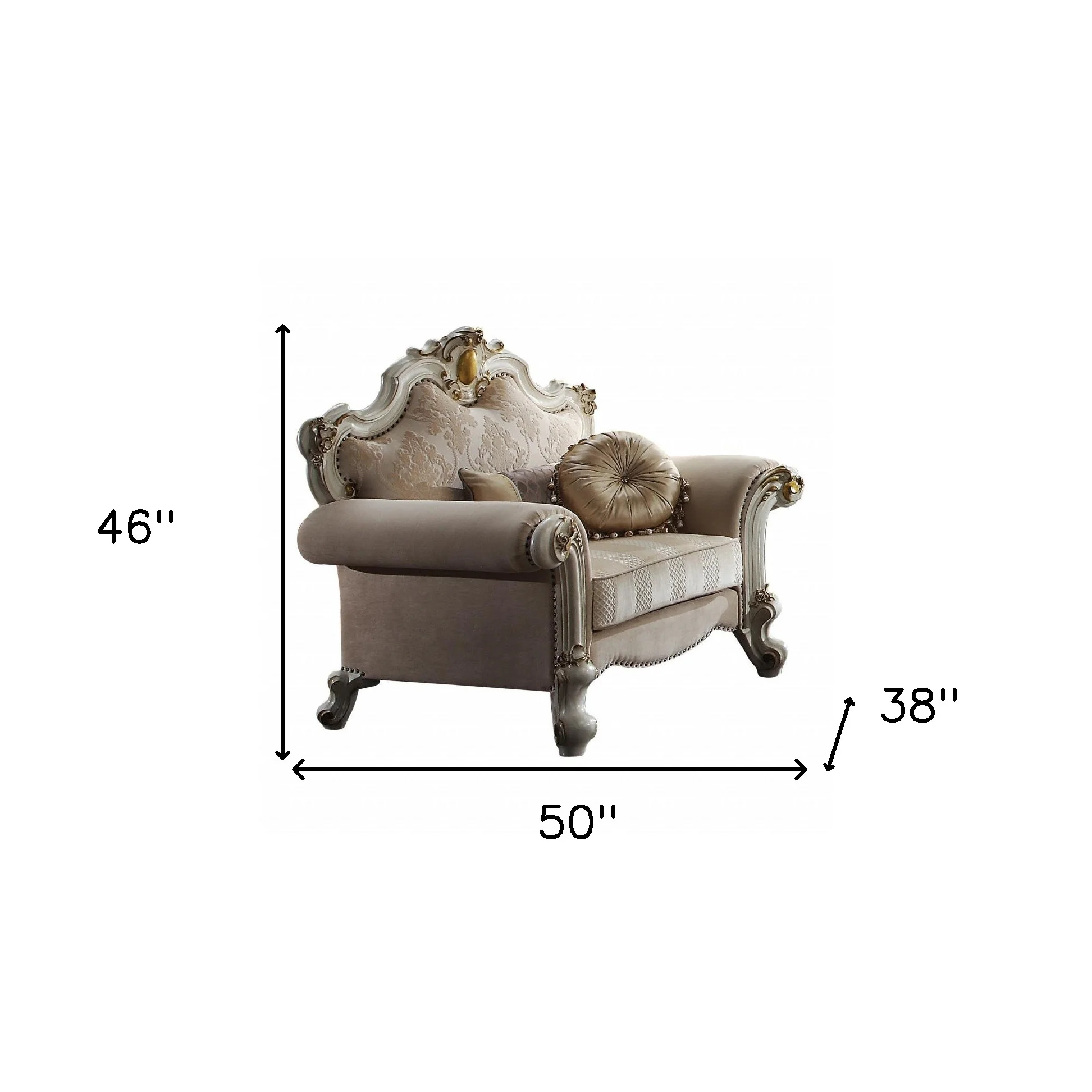 50" Pearl Fabric Damask Arm Chair By Homeroots - Image 5