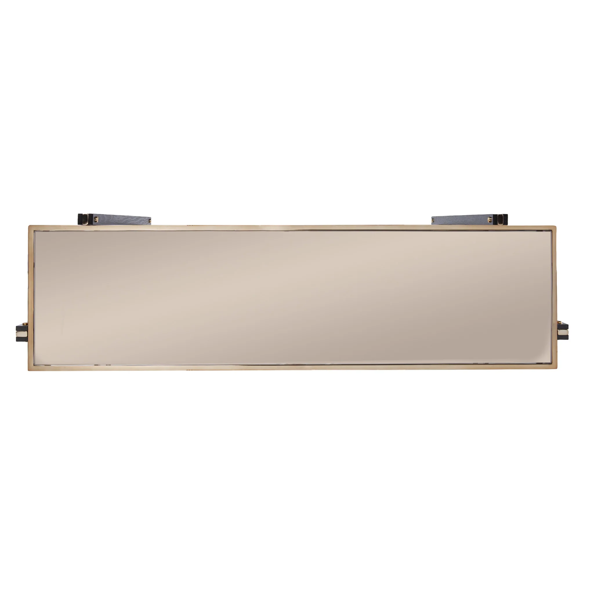 50" Smoky Black and Champagne Glass Mirrored Floor Shelf Console Table With Storage By Homeroots - Image 5