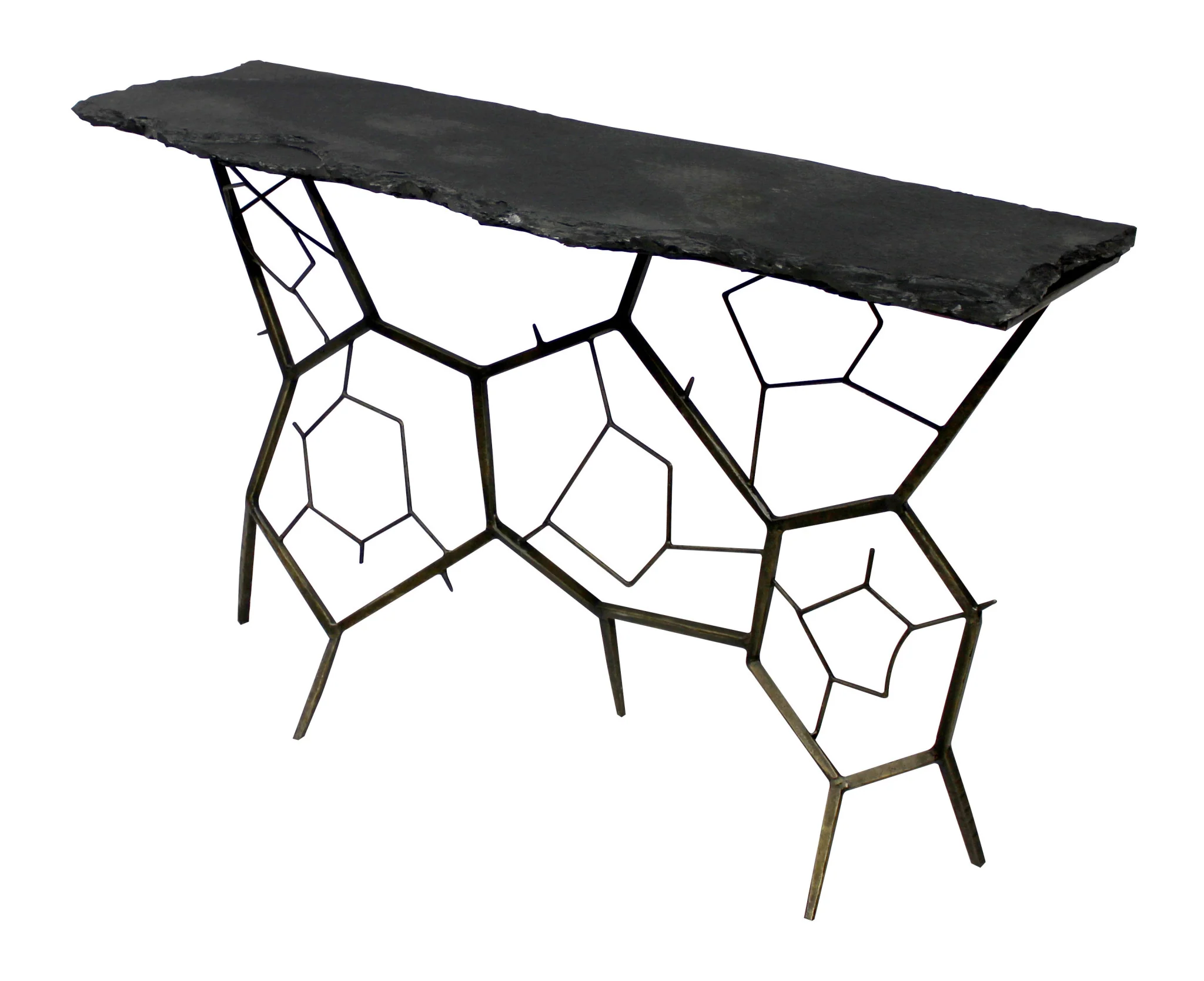 51" Black Stone Abstract Console Table By Homeroots - Image 2