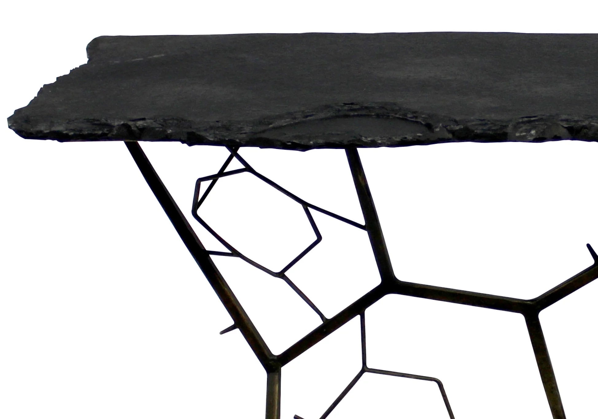 51" Black Stone Abstract Console Table By Homeroots - Image 4