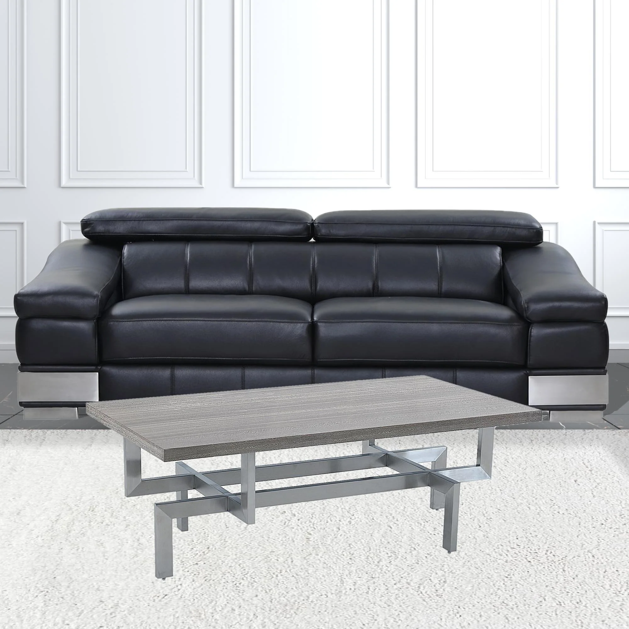 51" Grey And Silver Rectangular Coffee Table By Homeroots - Image 2