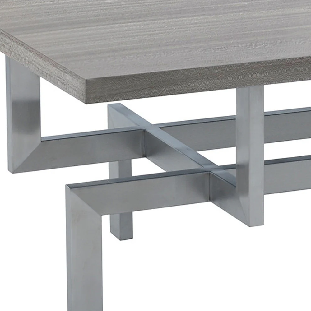 51" Grey And Silver Rectangular Coffee Table By Homeroots - Image 3