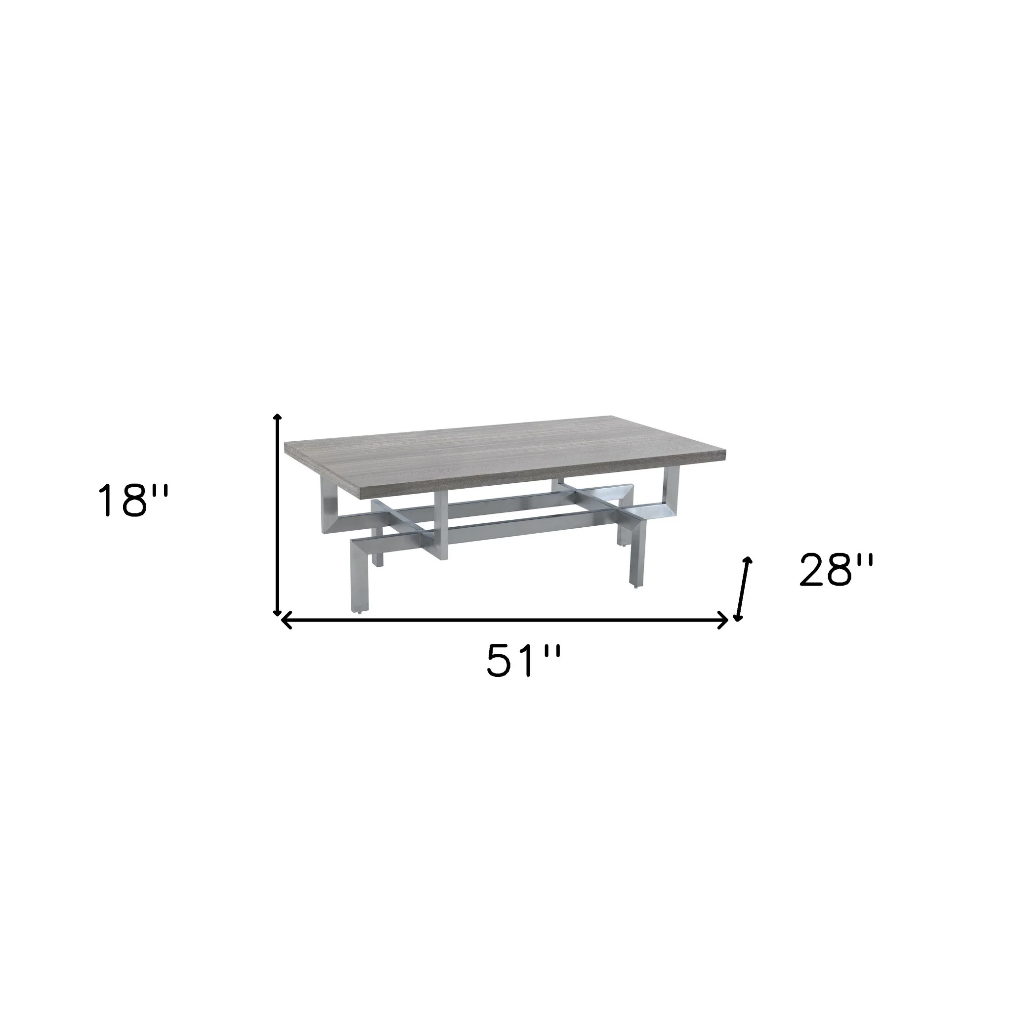 51" Grey And Silver Rectangular Coffee Table By Homeroots - Image 5