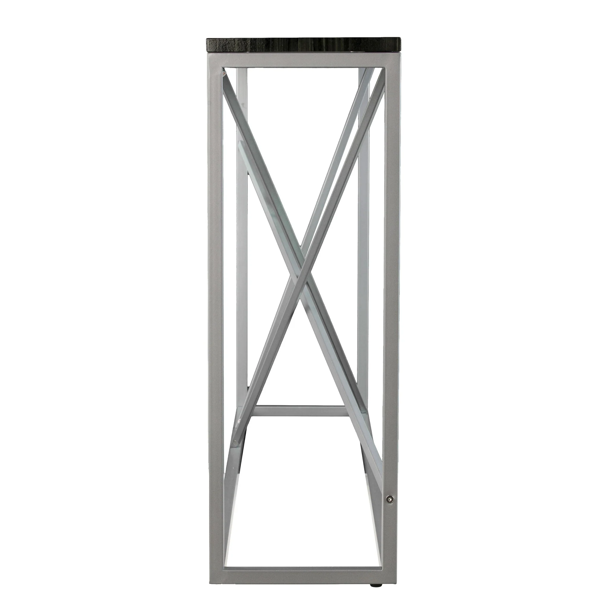 52" Black and Silver Faux Stone Frame Console Table By Homeroots - Image 2