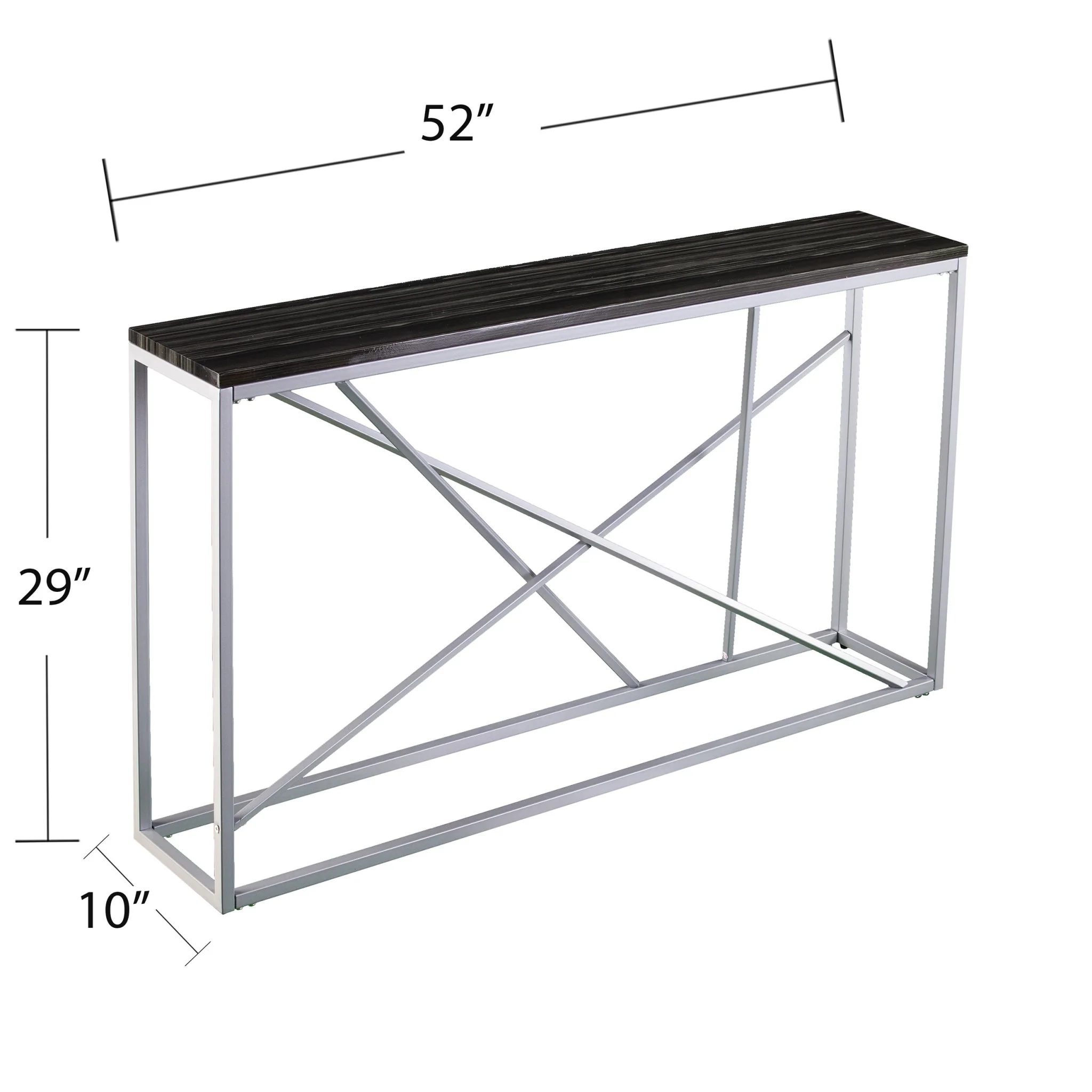 52" Black and Silver Faux Stone Frame Console Table By Homeroots - Image 7