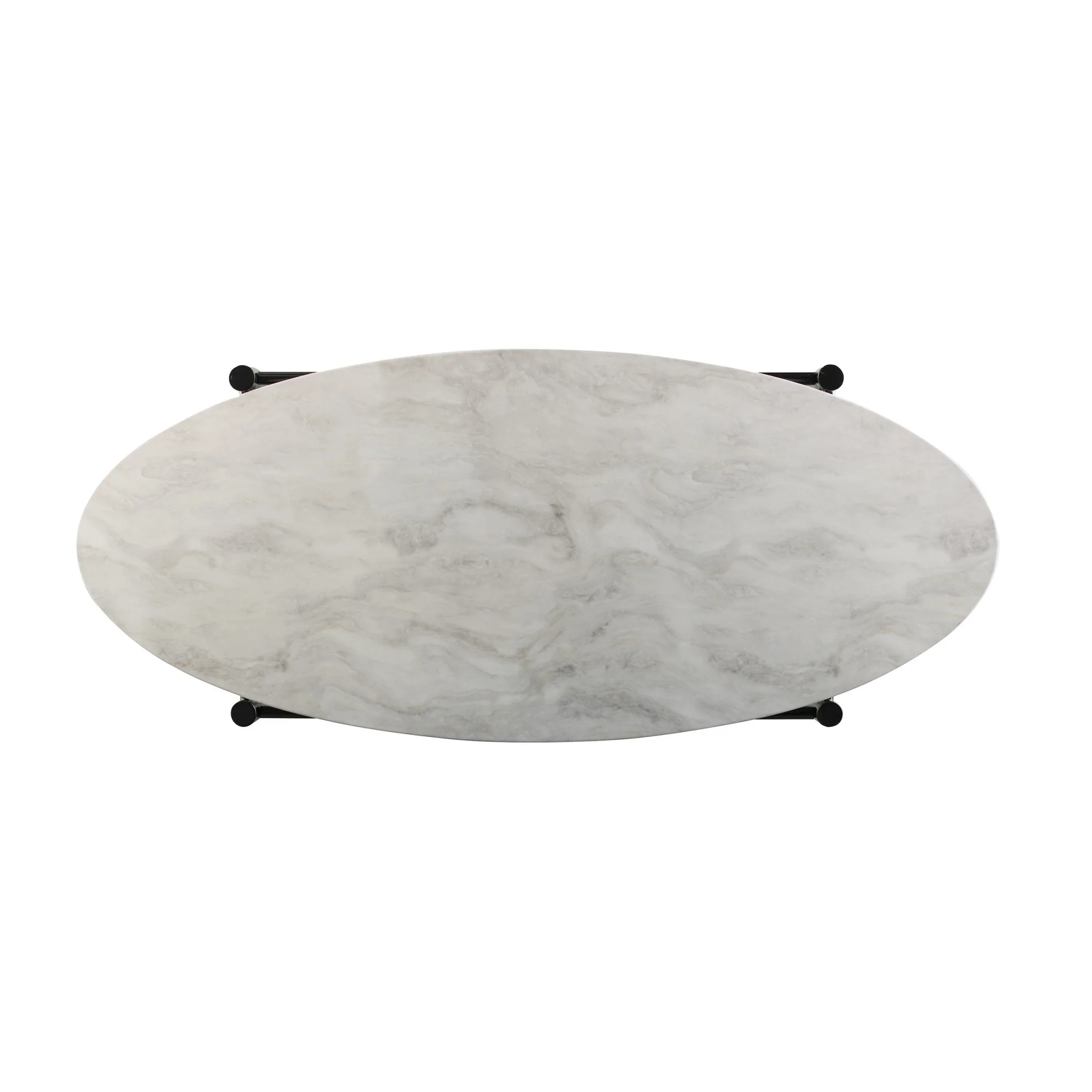 52" Black and White Metal and Faux Marble Boho Rope Oval Coffee Table By Homeroots - Image 6