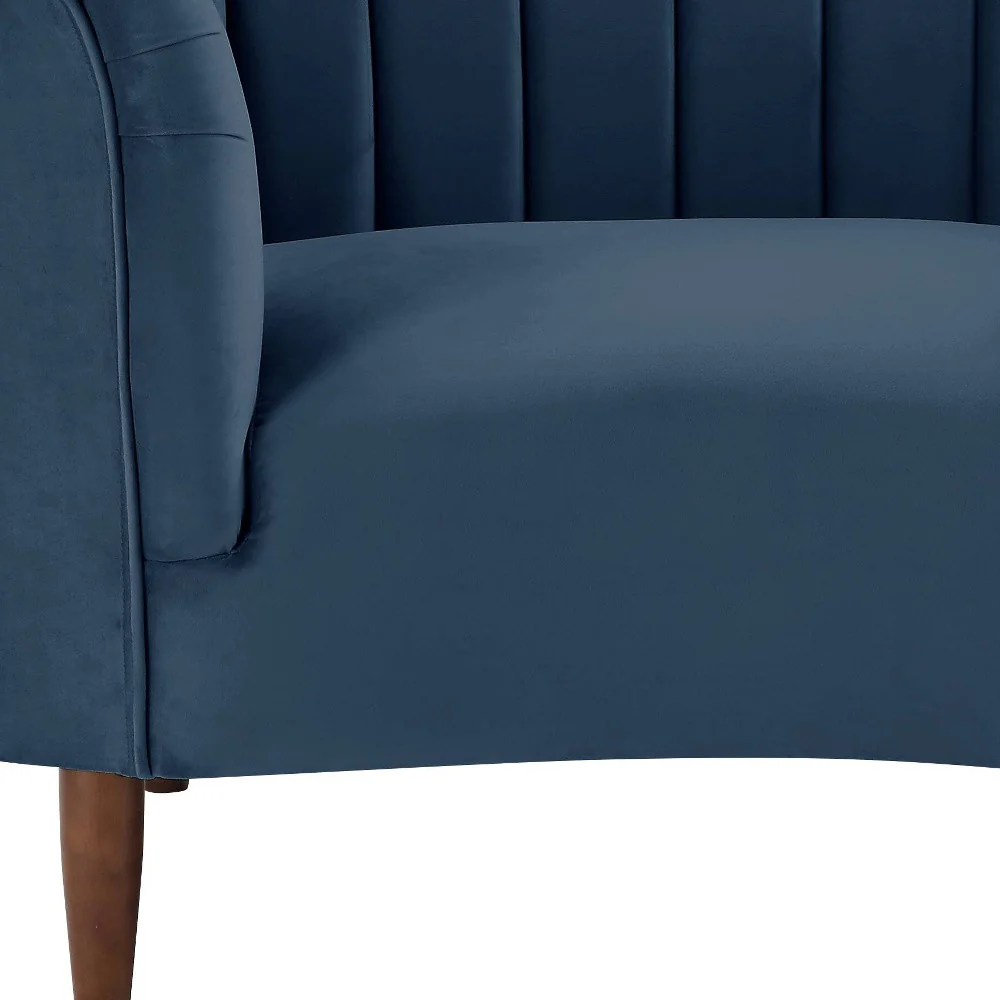 52" Blue Velvet And Black Striped Arm Chair By Homeroots - Image 3
