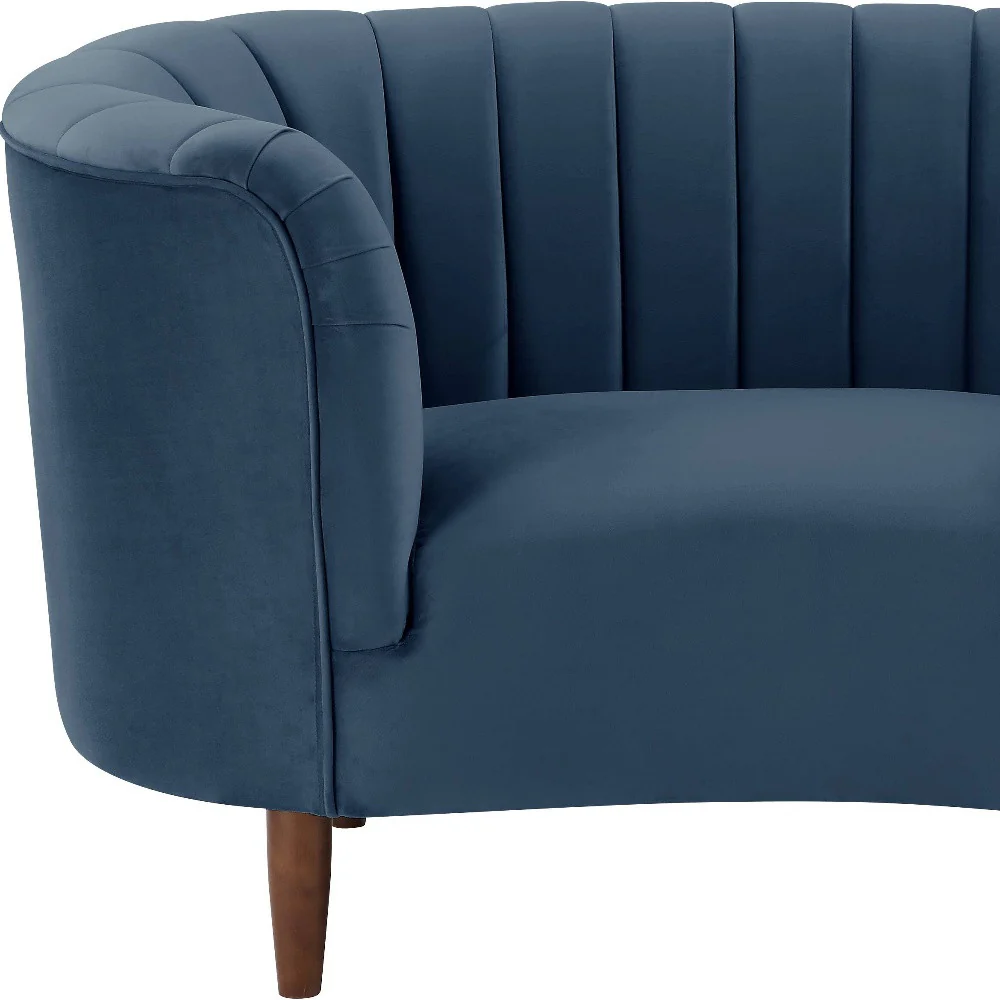 52" Blue Velvet And Black Striped Arm Chair By Homeroots - Image 4