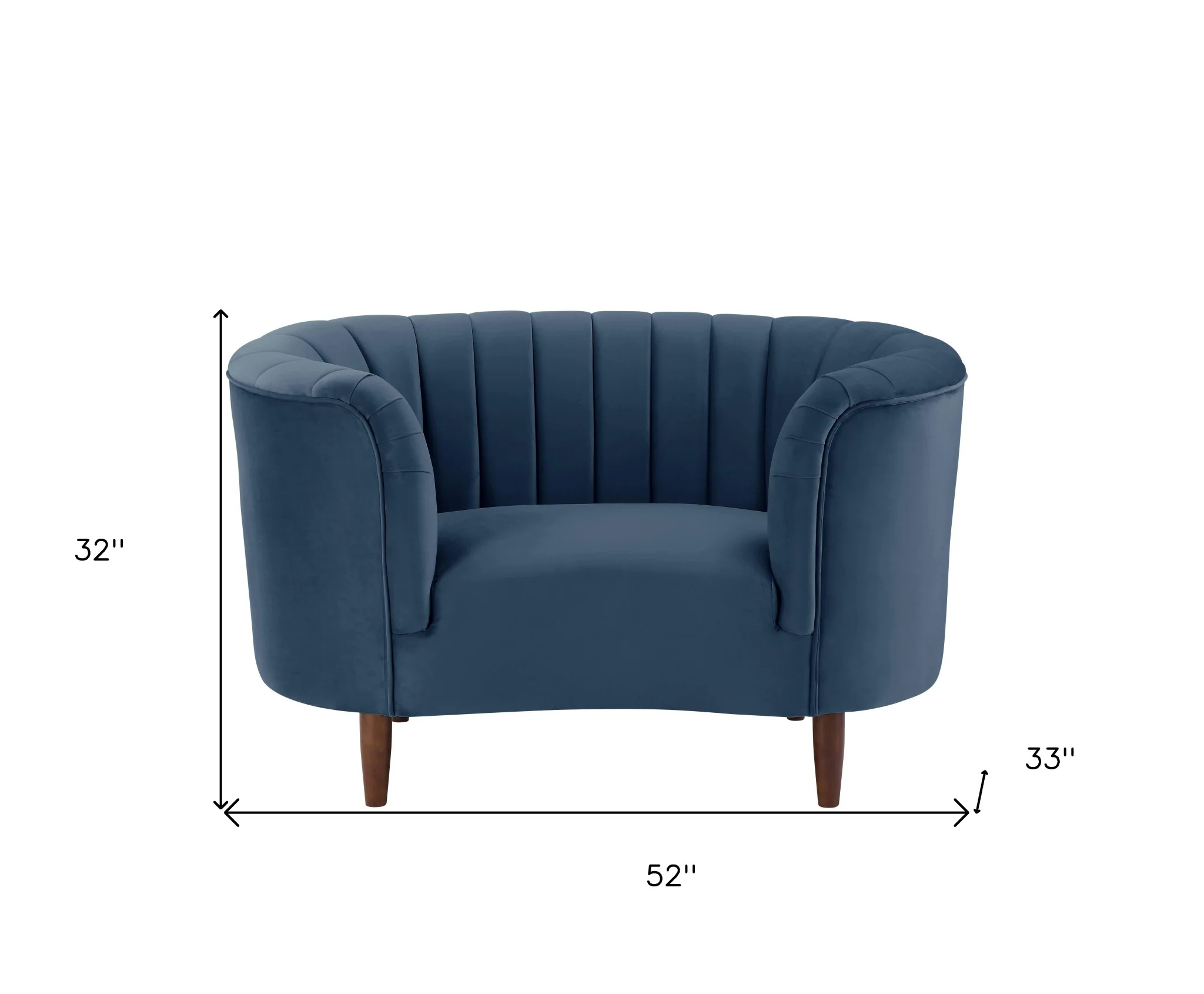 52" Blue Velvet And Black Striped Arm Chair By Homeroots - Image 5