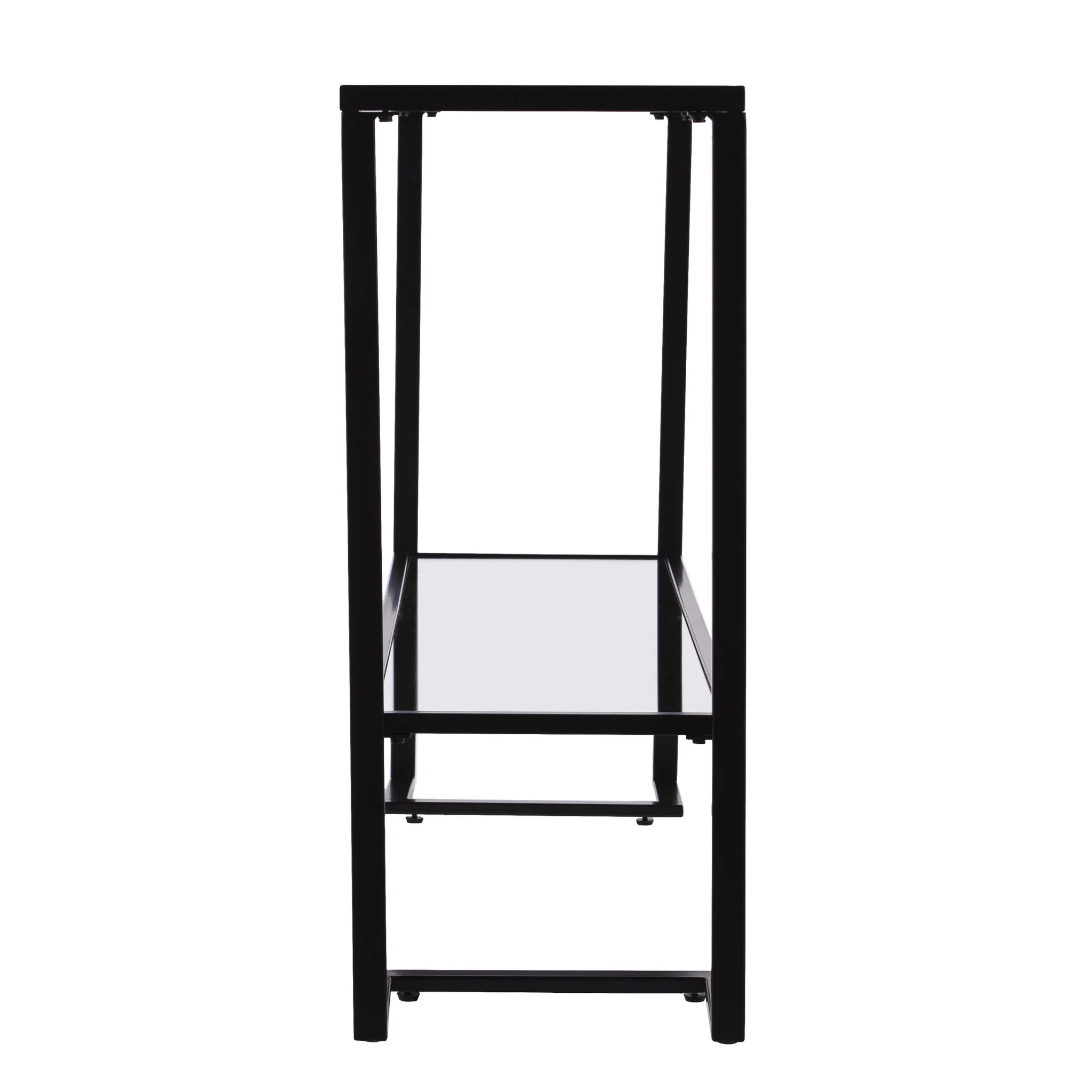 52" Clear and Black Glass Mirrored Frame Console Table With Storage By Homeroots - Image 2