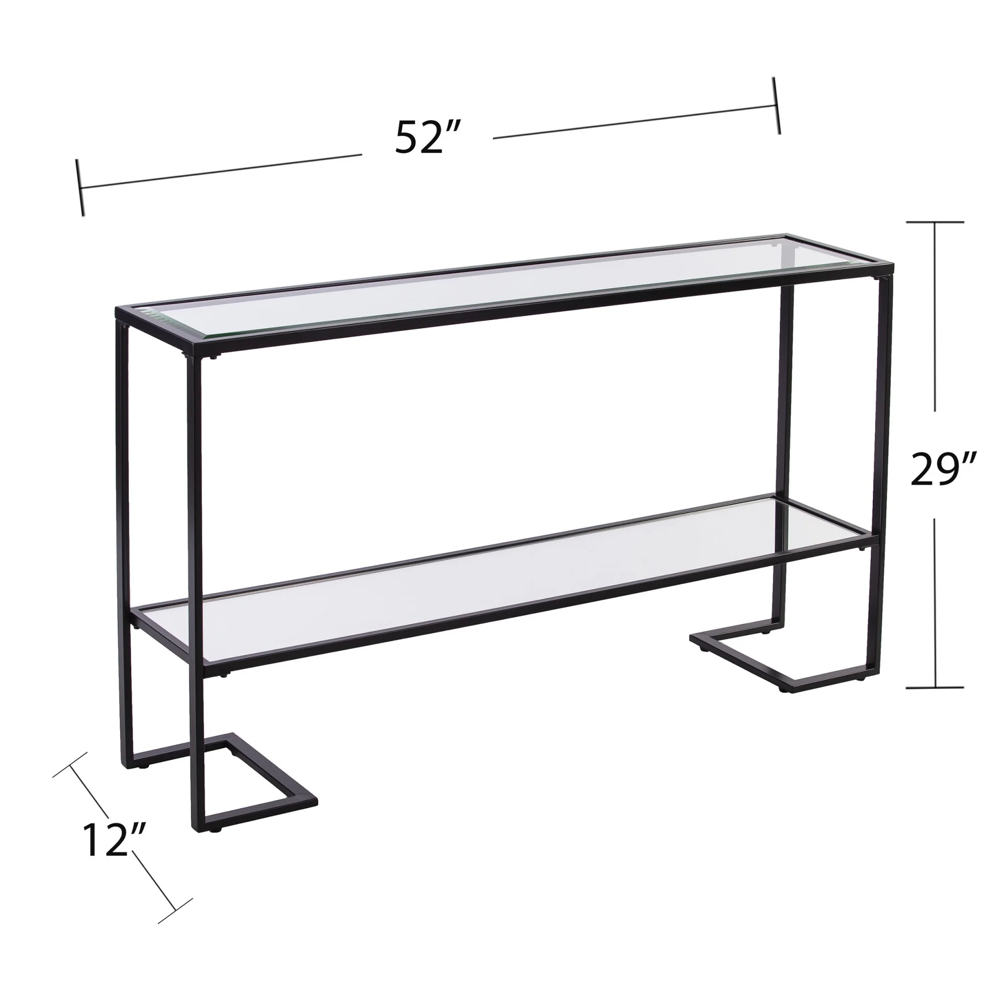 52" Clear and Black Glass Mirrored Frame Console Table With Storage By Homeroots - Image 8