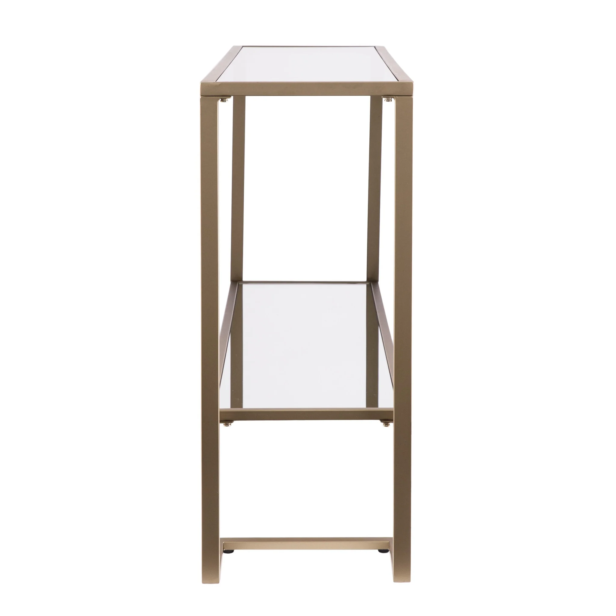 52" Clear and Gold Glass Mirrored Frame Console Table With Storage By Homeroots - Image 5