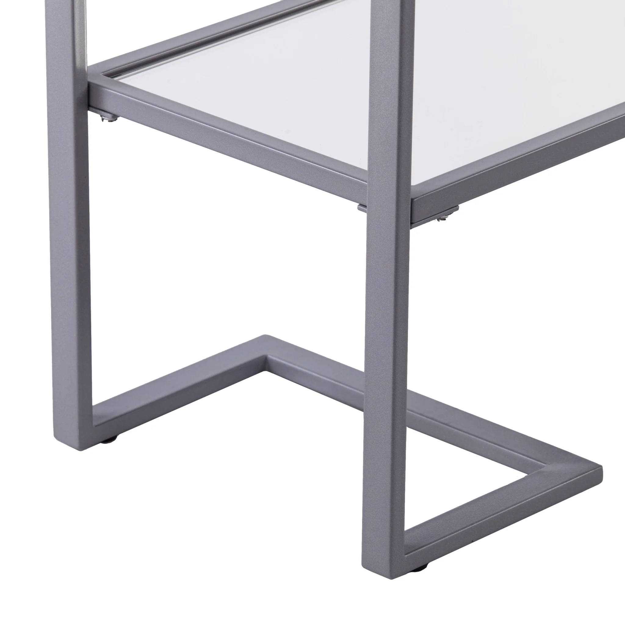 52" Clear and Silver Glass Mirrored Frame Console Table With Storage By Homeroots - Image 5