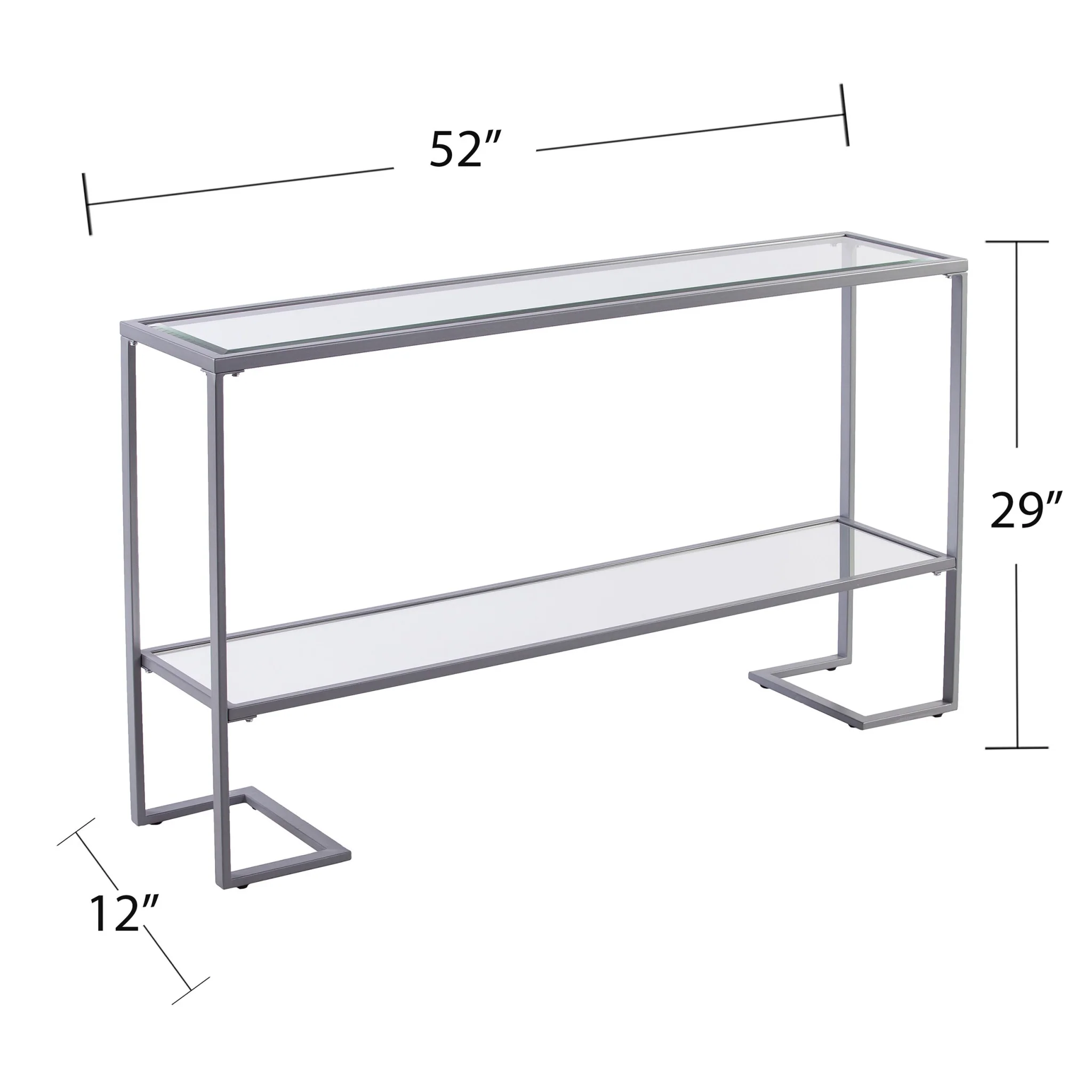 52" Clear and Silver Glass Mirrored Frame Console Table With Storage By Homeroots - Image 7
