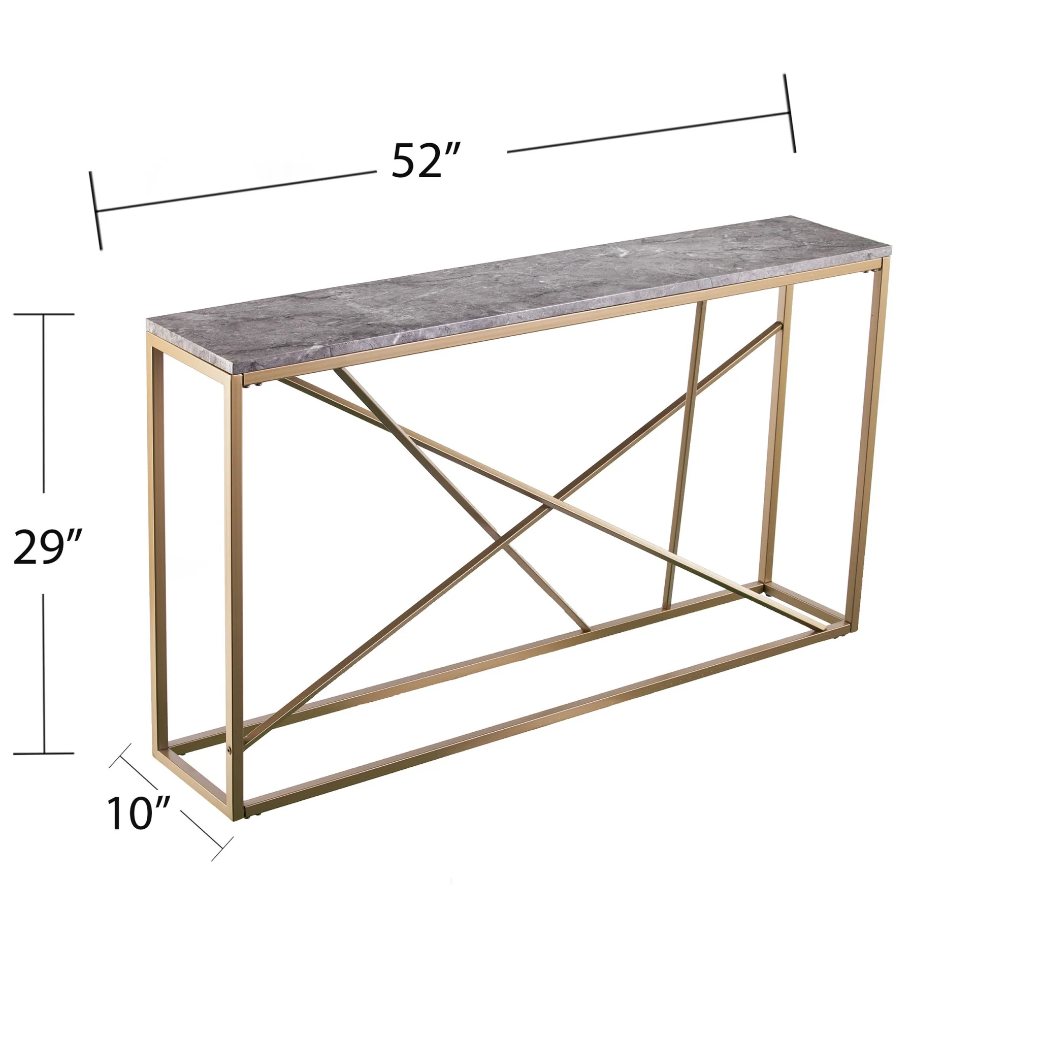 52" Gray and Gold Faux Marble Frame Console Table By Homeroots - Image 6