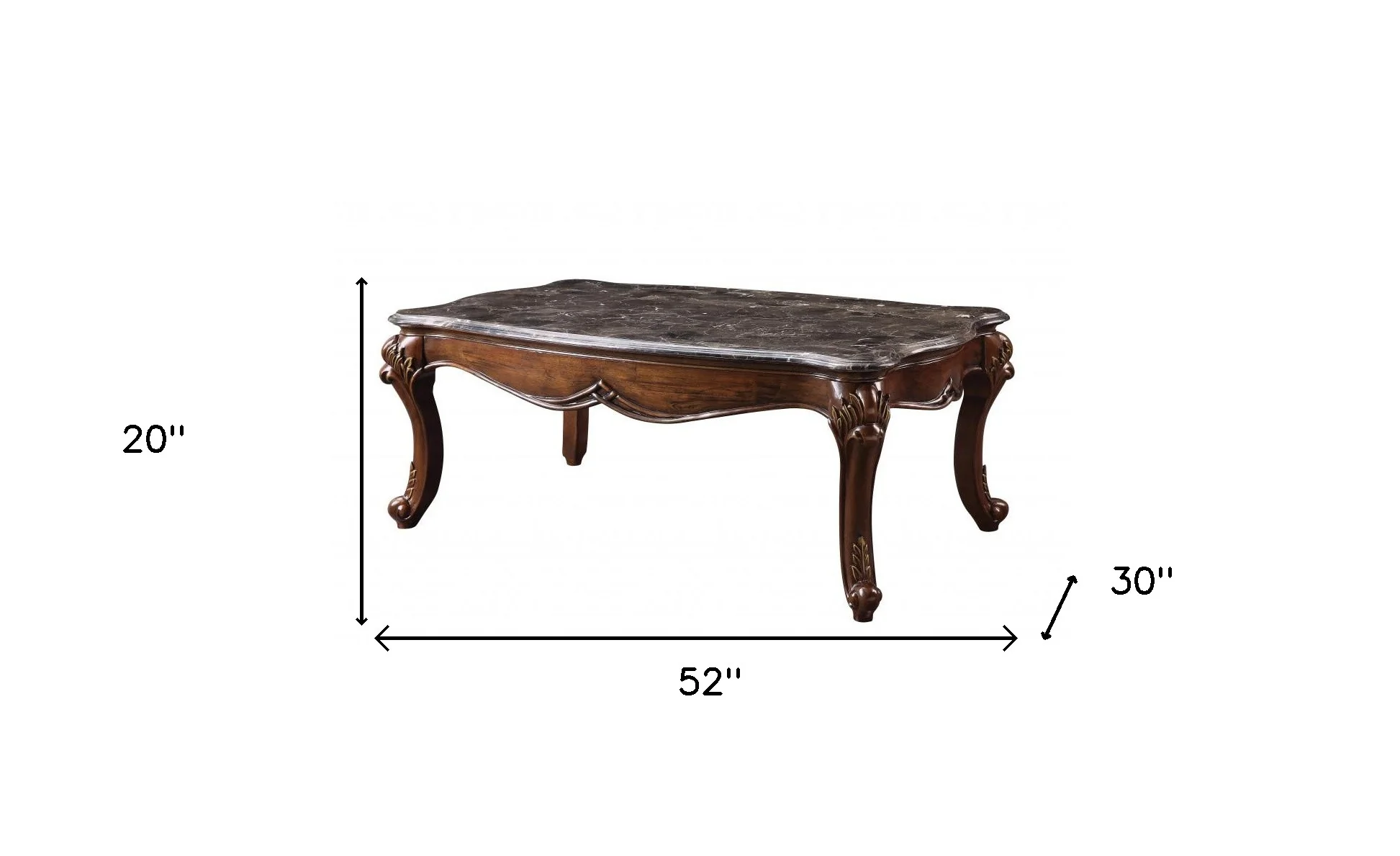 52" Marble And Cherry Faux Marble Rectangular Coffee Table By Homeroots - Image 5
