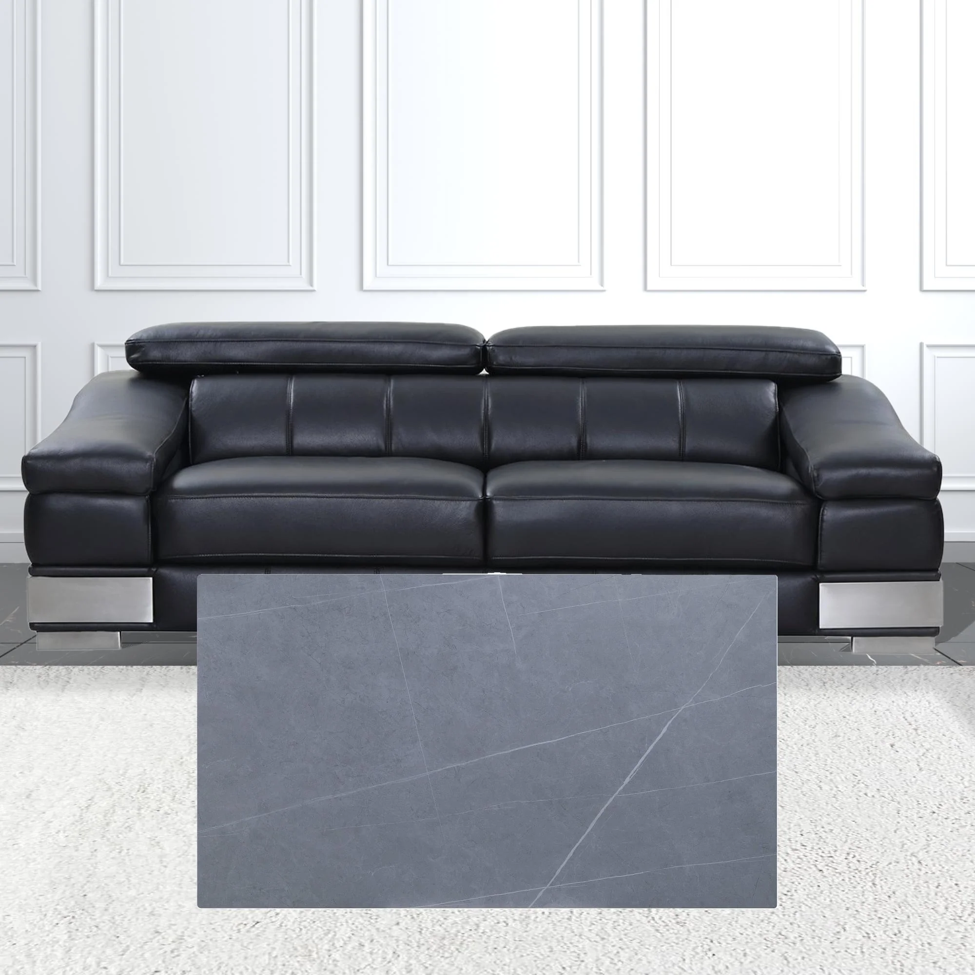52" Sintered Stone And Dark Brown Sintered Stone Rectangular Coffee Table With Drawer By Homeroots - Image 3
