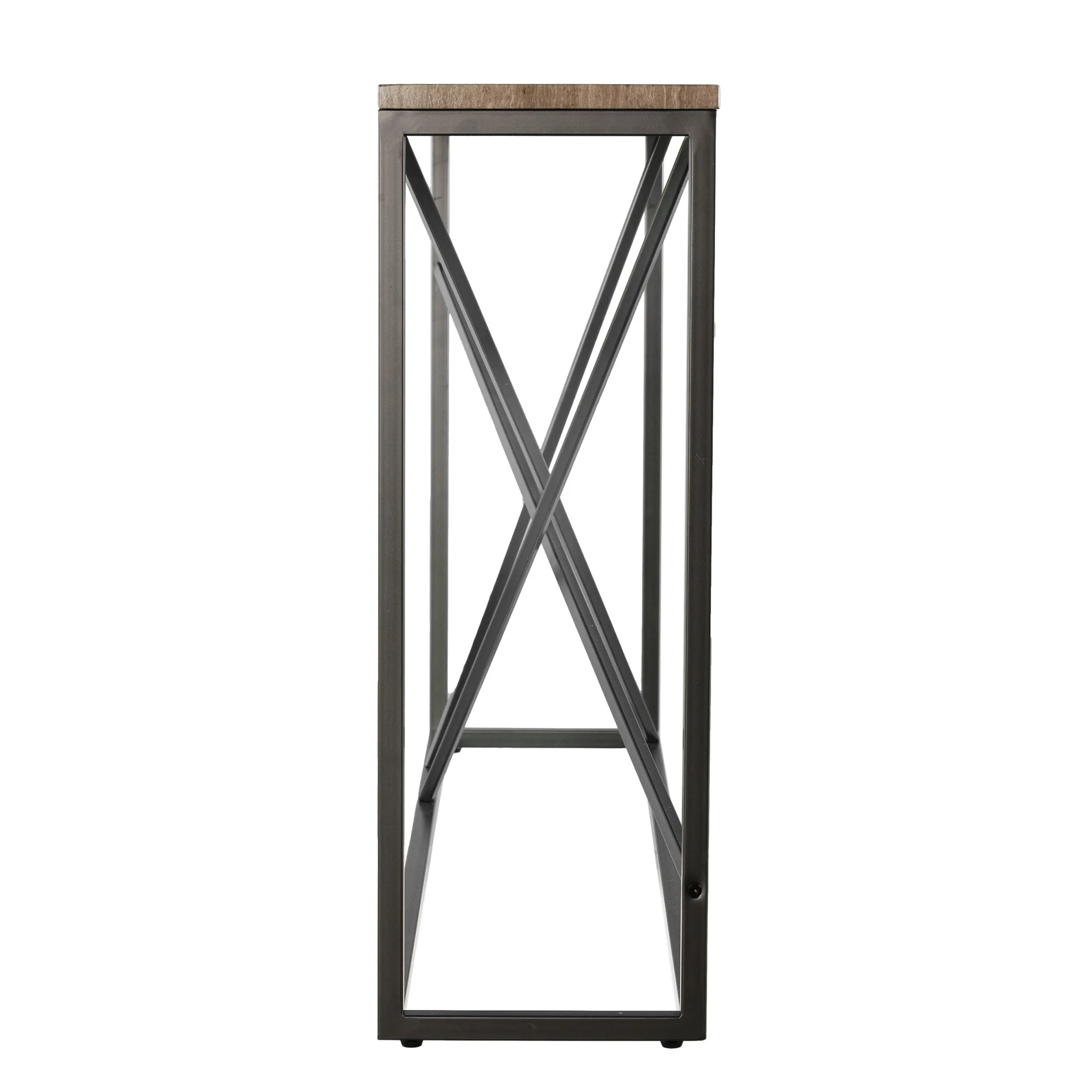 52" Taupe and Gray Faux Stone Frame Console Table By Homeroots - Image 2