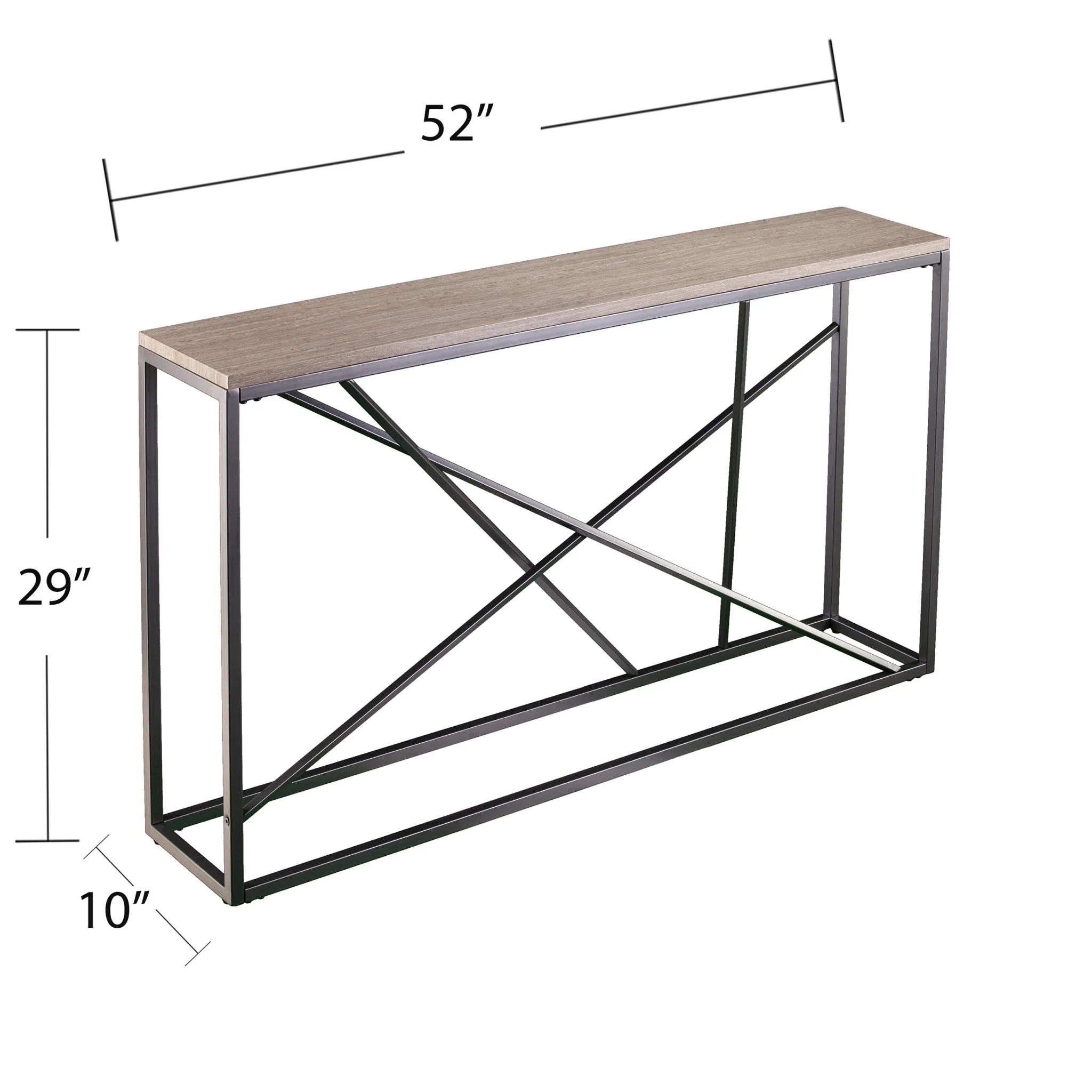 52" Taupe and Gray Faux Stone Frame Console Table By Homeroots - Image 6