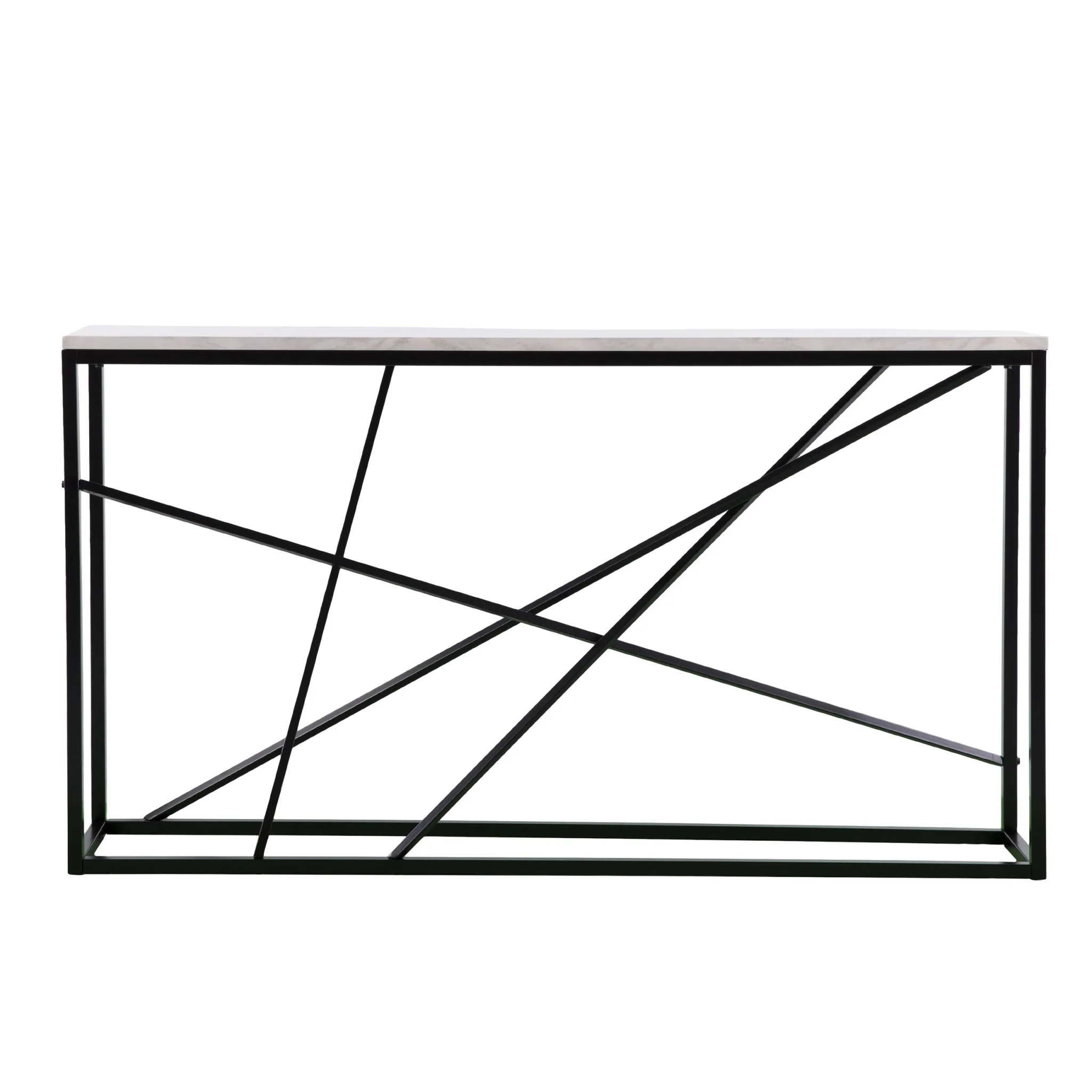 52" White and Black Faux Marble Frame Console Table By Homeroots - Image 2