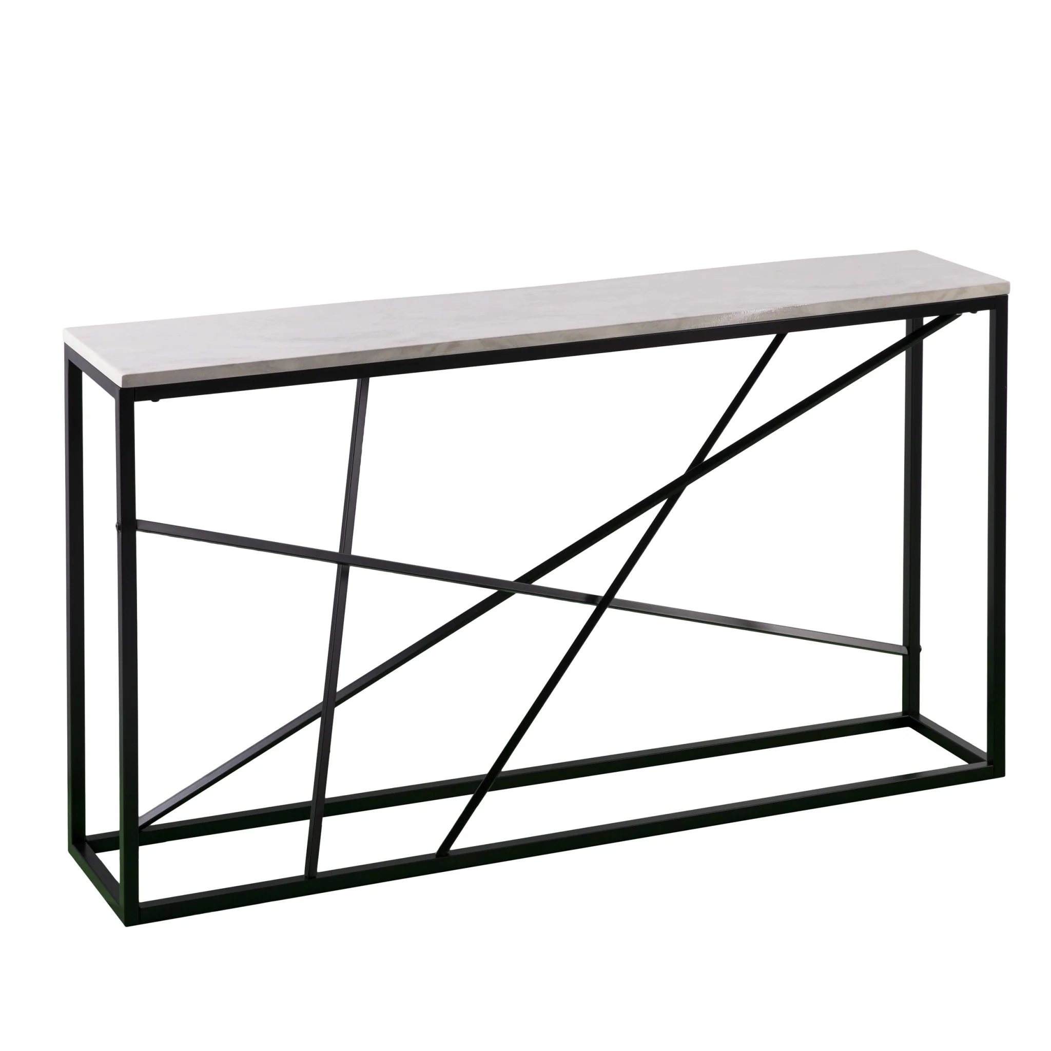 52" White and Black Faux Marble Frame Console Table By Homeroots - Image 3