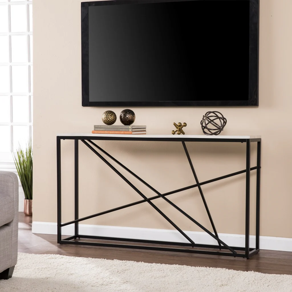 52" White and Black Faux Marble Frame Console Table By Homeroots - Image 8