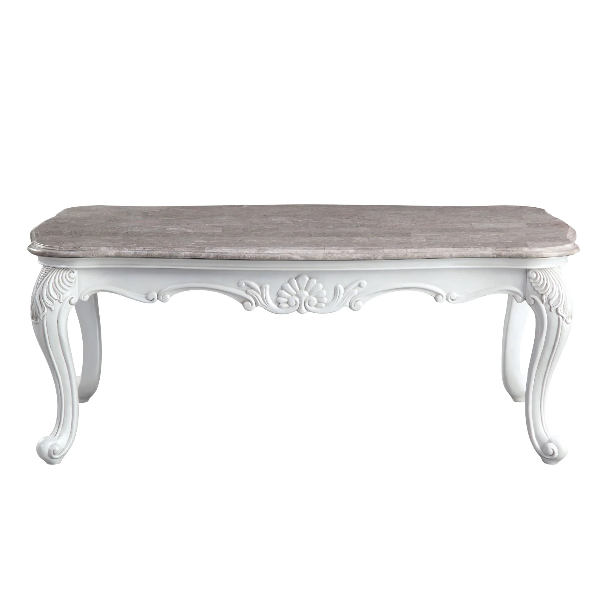 52" White And Marble Faux Marble Rectangular Coffee Table By Homeroots - Image 3
