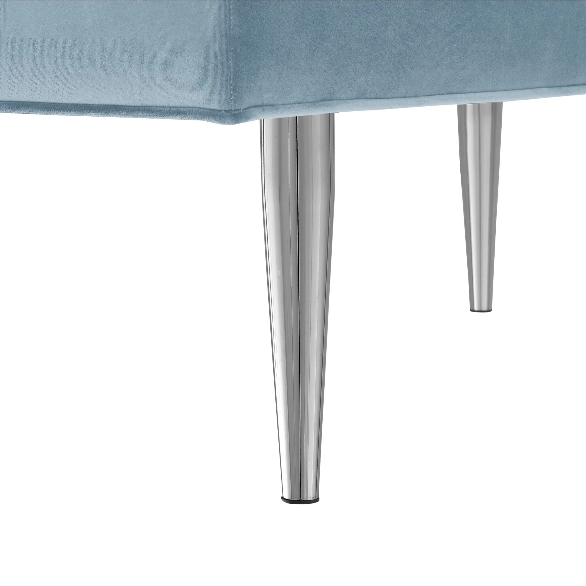 53" Blue And Silver Upholstered Velvet Bench By Homeroots - Image 5