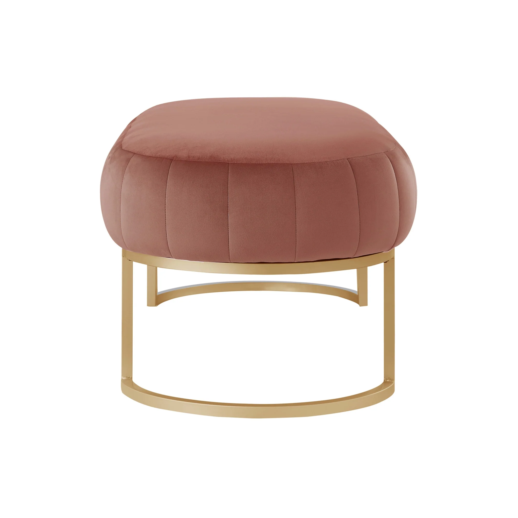 53" Blush And Gold Upholstered Velvet Bench By Homeroots - Image 3