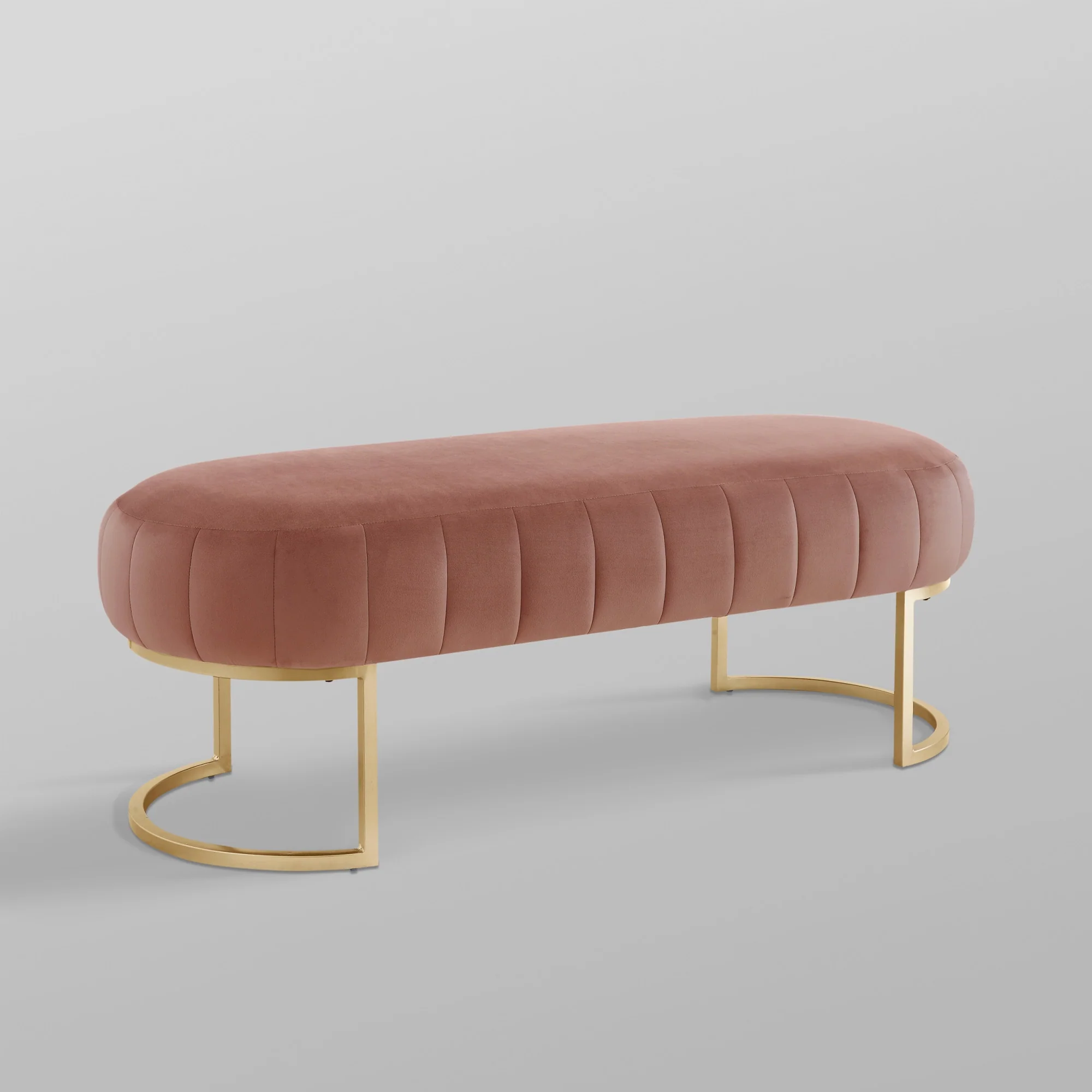 53" Blush And Gold Upholstered Velvet Bench By Homeroots - Image 7