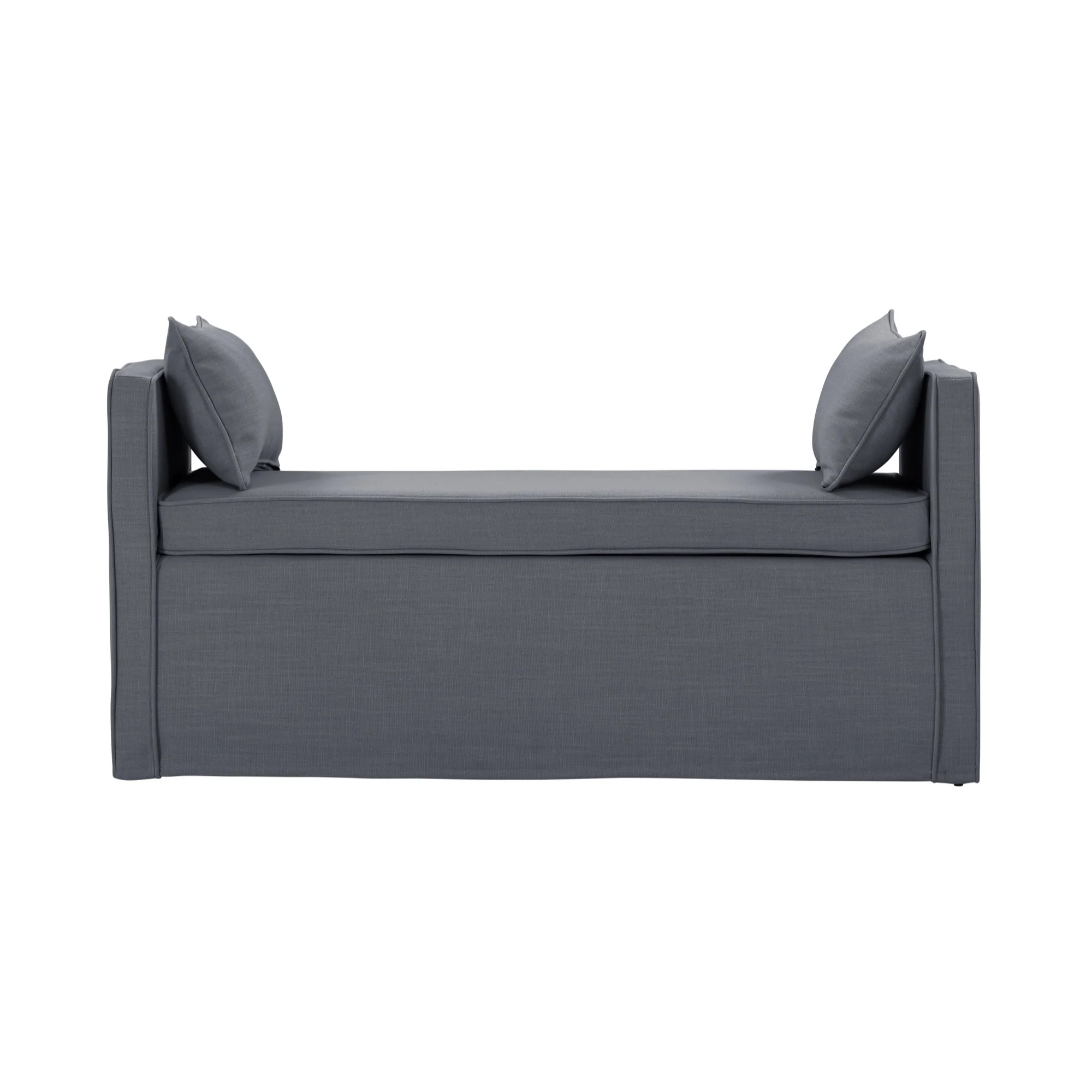 53" Gray And Black Upholstered Linen Bench By Homeroots - Image 3