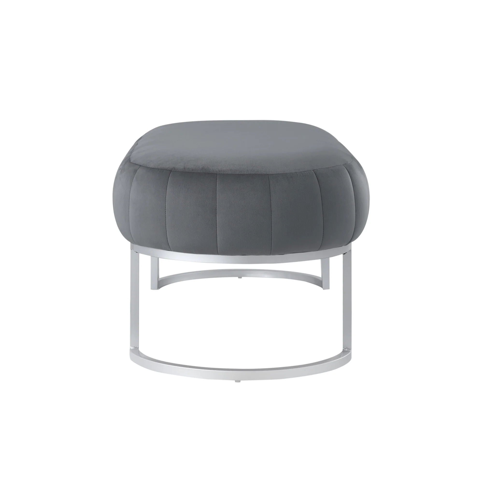 53" Gray Upholstered Velvet Bench By Homeroots - Image 3