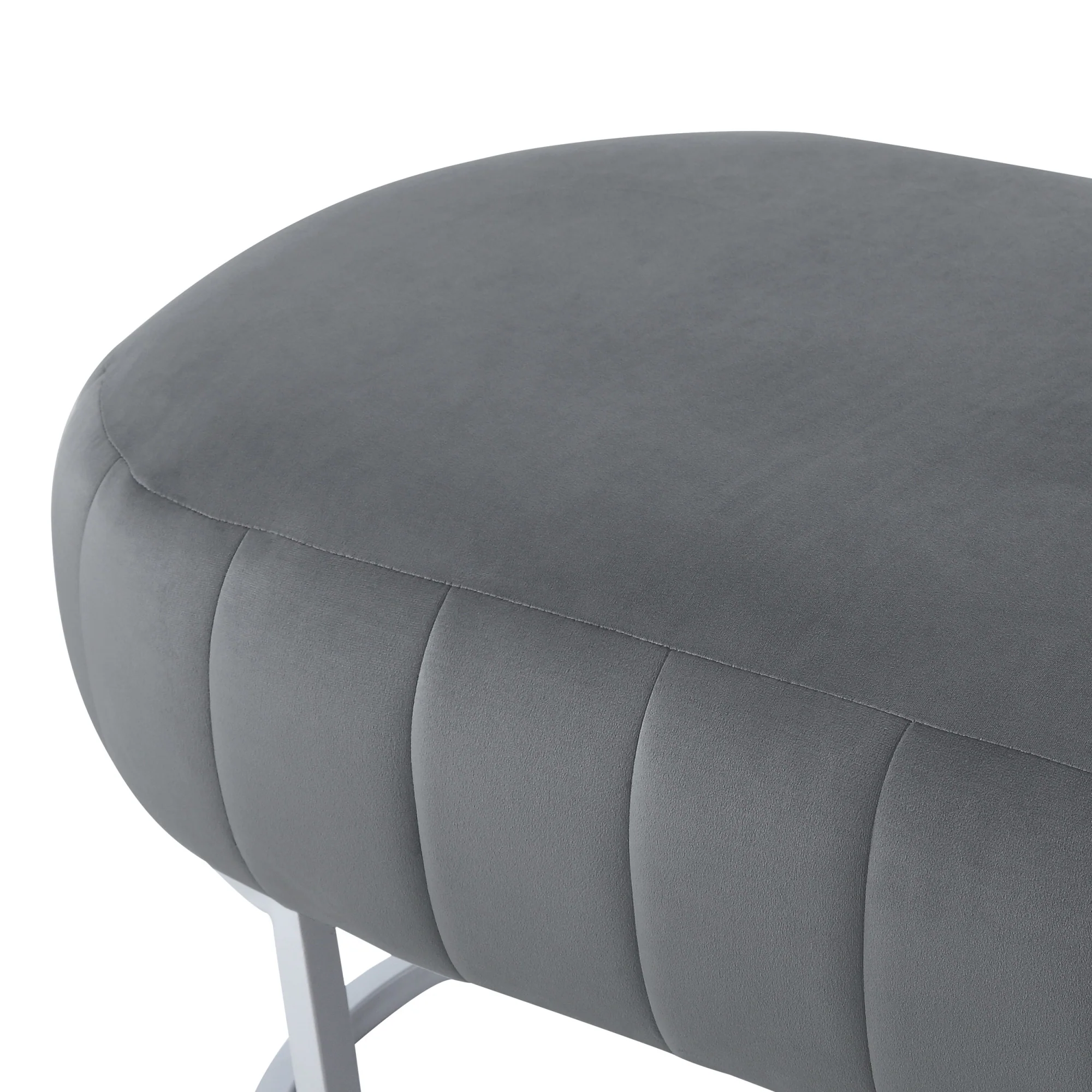 53" Gray Upholstered Velvet Bench By Homeroots - Image 6