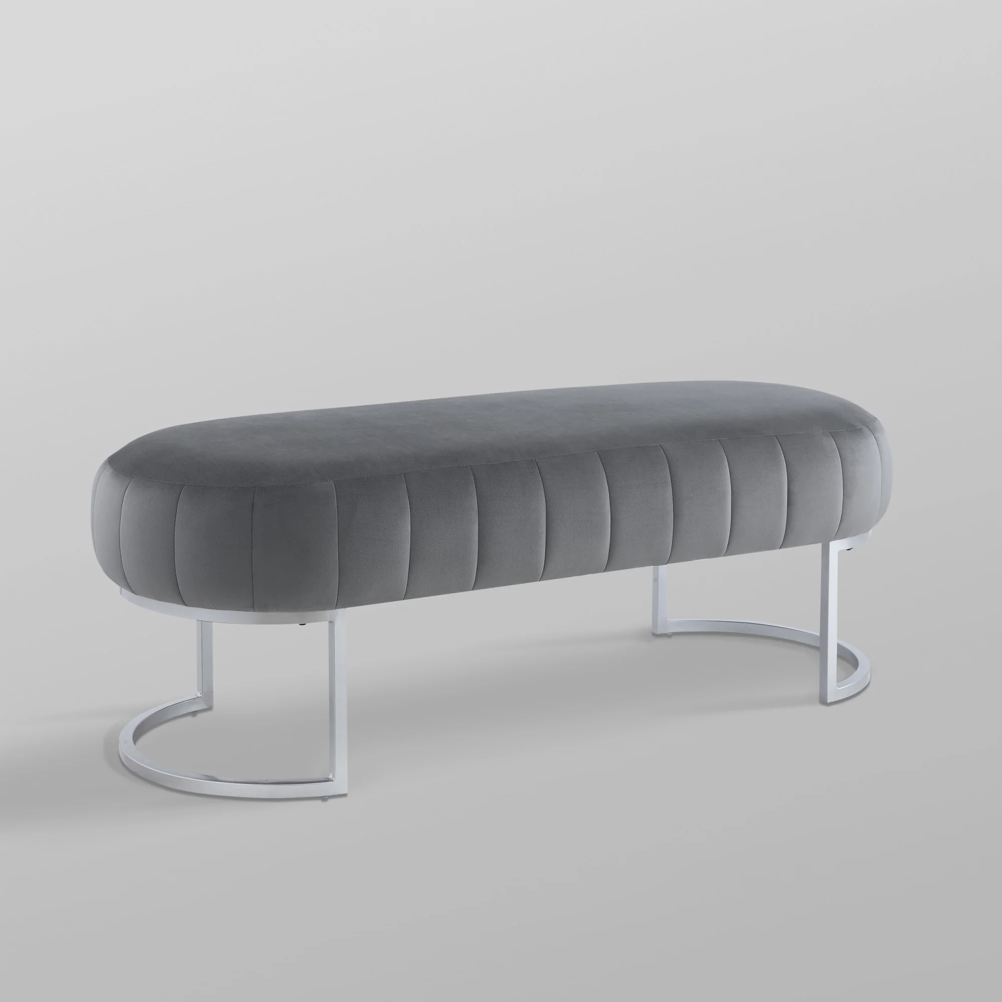 53" Gray Upholstered Velvet Bench By Homeroots - Image 7