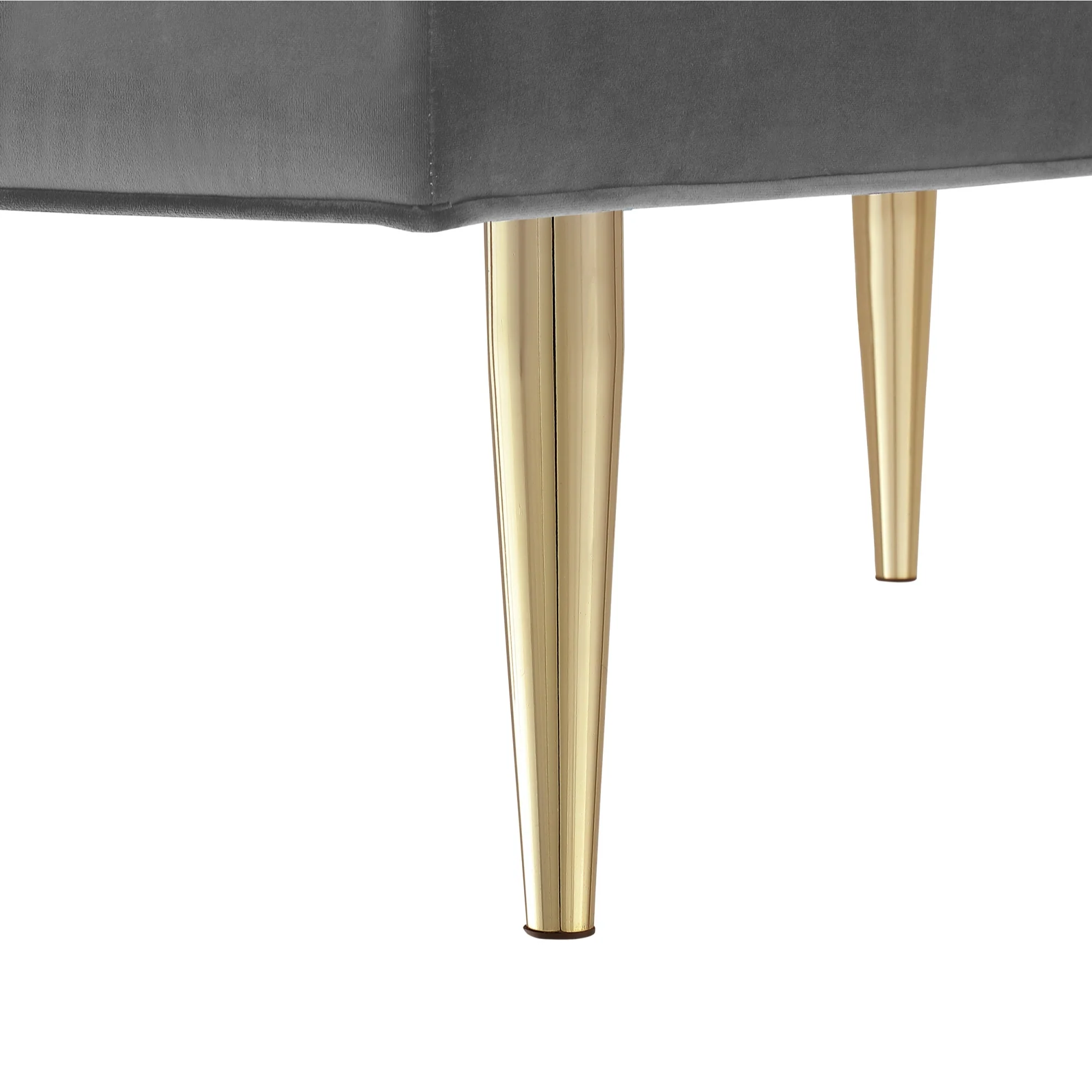 53" Light Gray And Gold Upholstered Velvet Bench By Homeroots - Image 5
