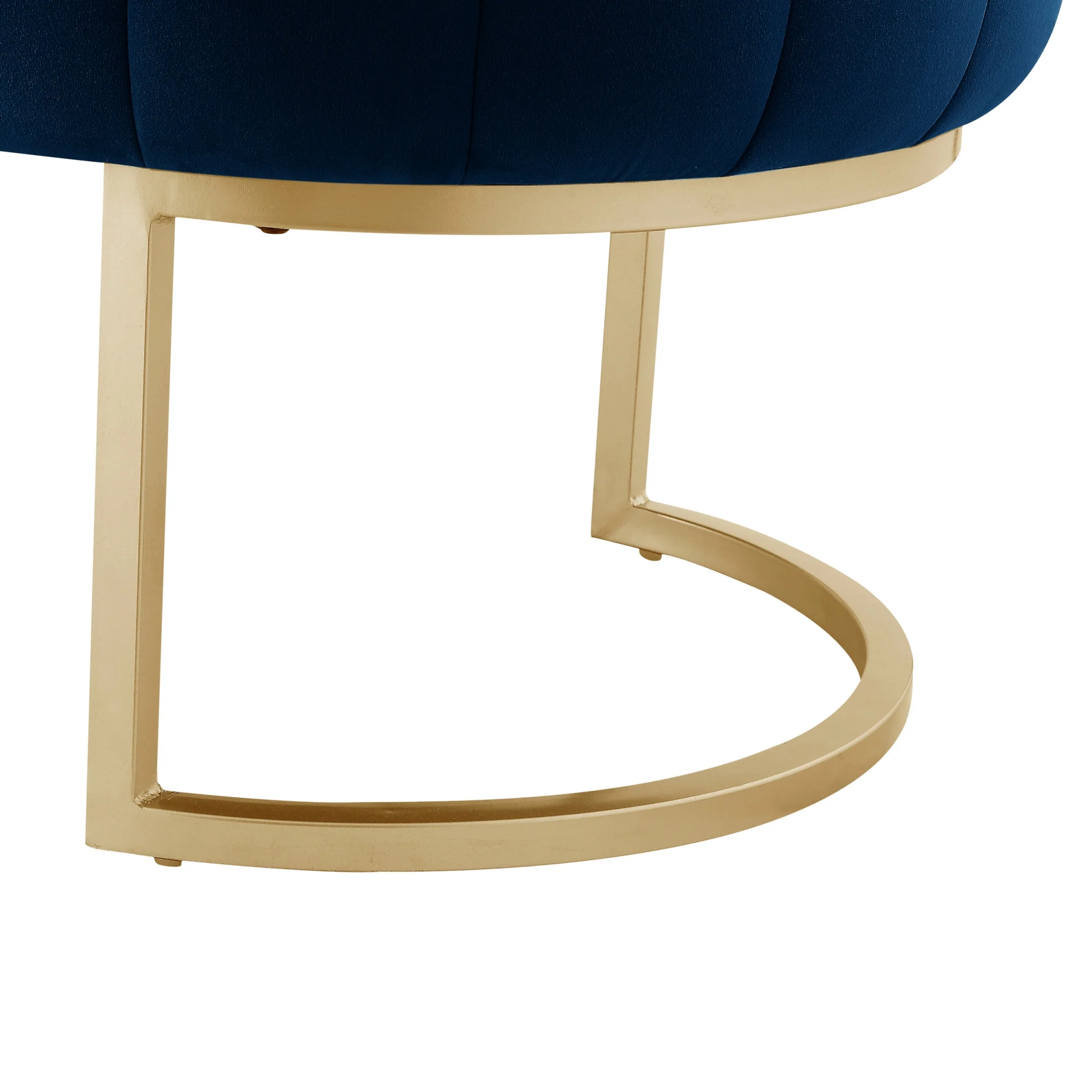 53" Navy Blue And Gold Upholstered Velvet Bench By Homeroots - Image 5