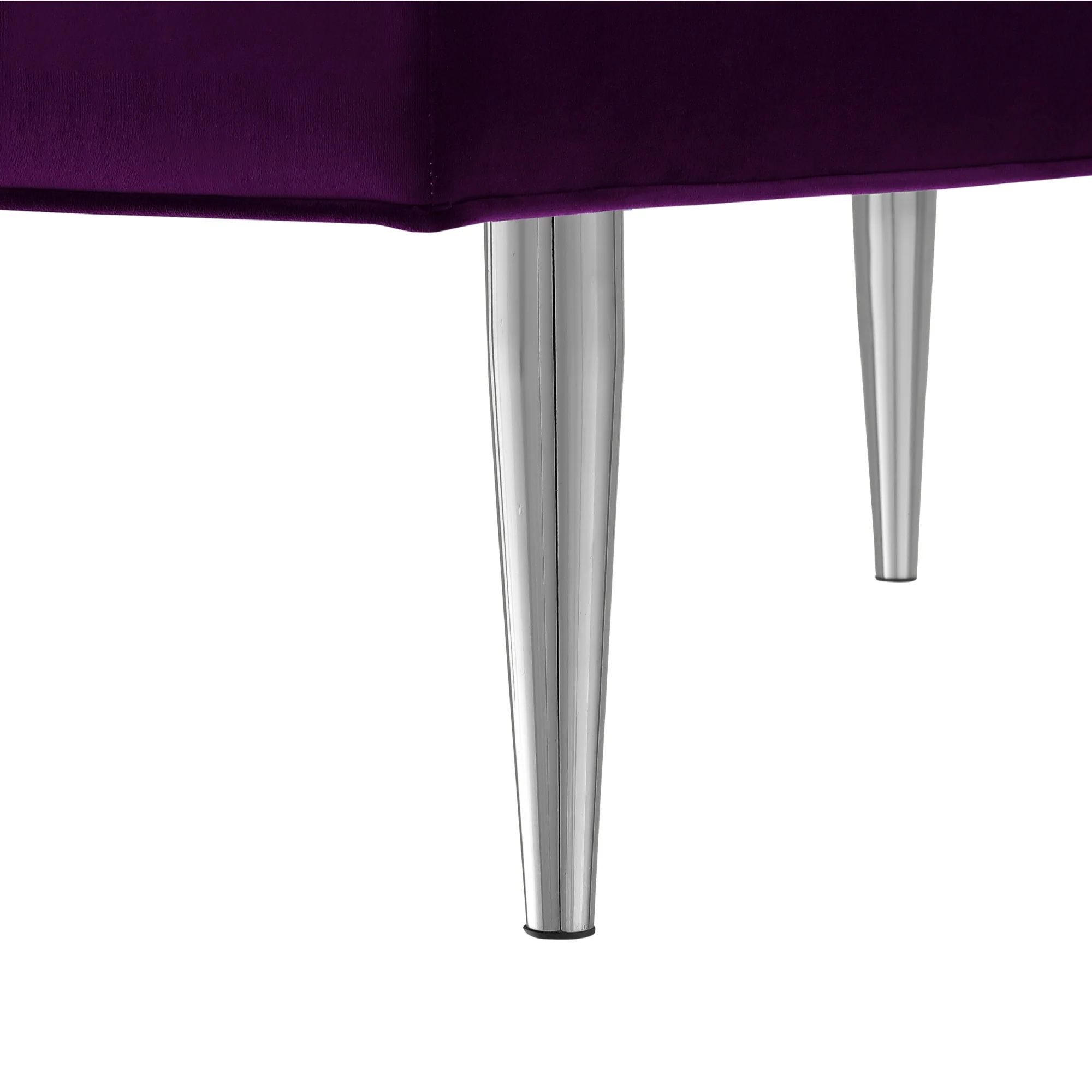 53" Purple And Silver Upholstered Velvet Bench By Homeroots - Image 5