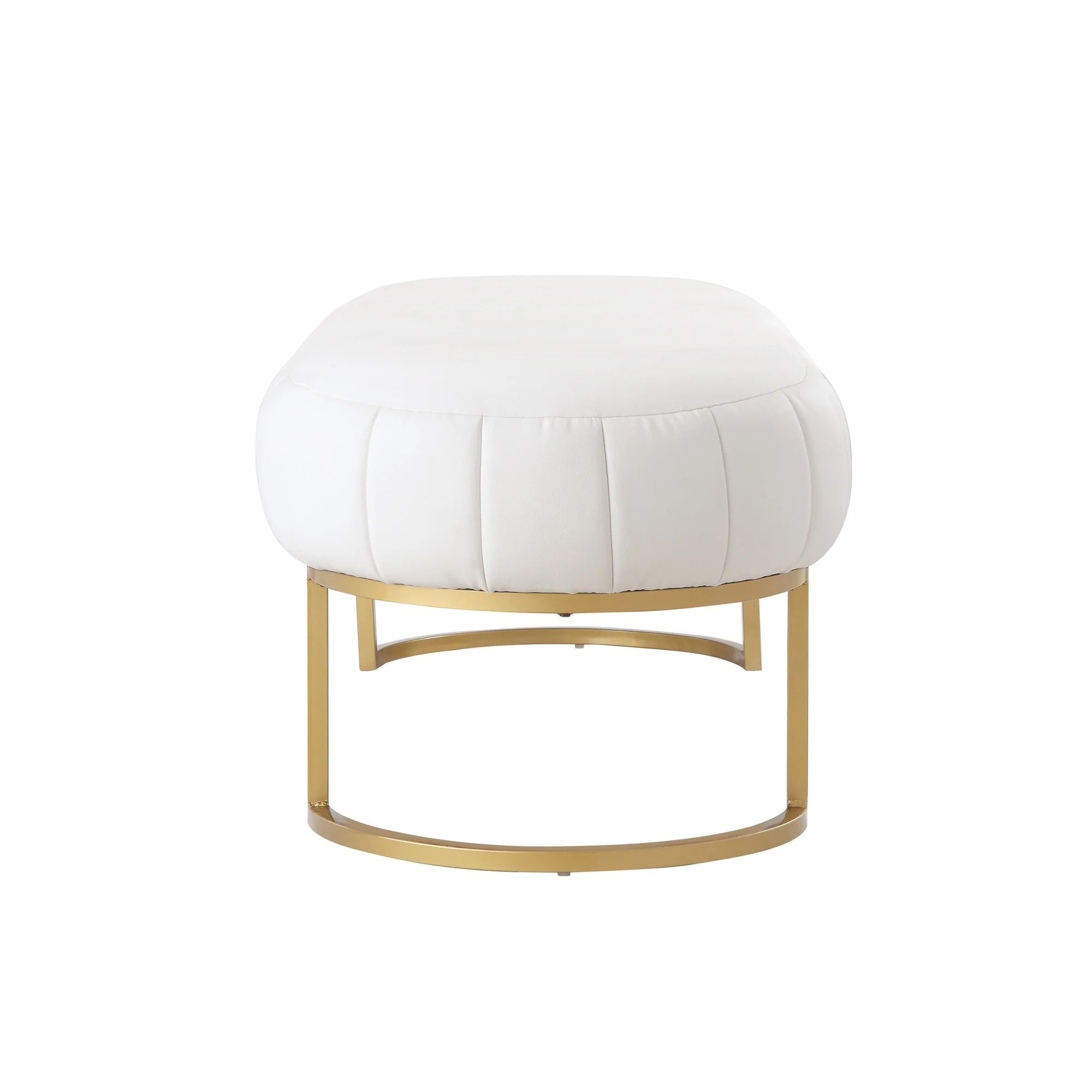 53" White And Gold Upholstered Faux Leather Bench By Homeroots - Image 3