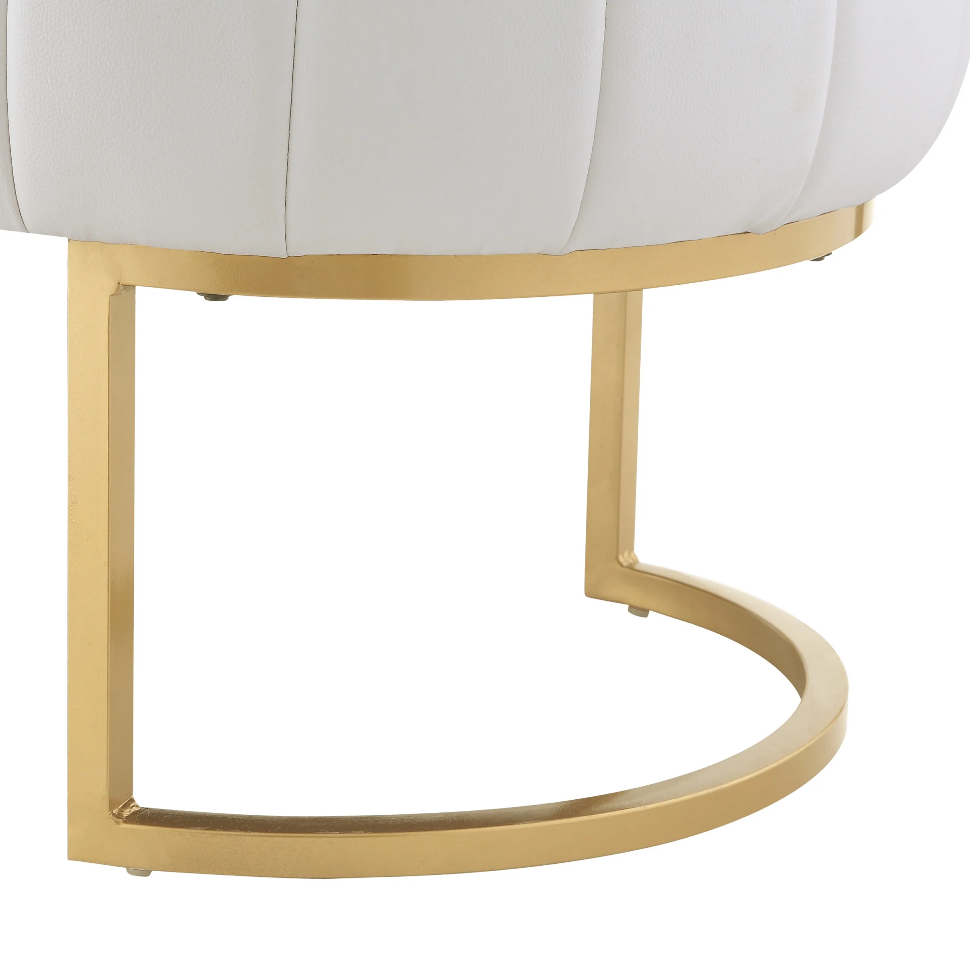 53" White And Gold Upholstered Faux Leather Bench By Homeroots - Image 5