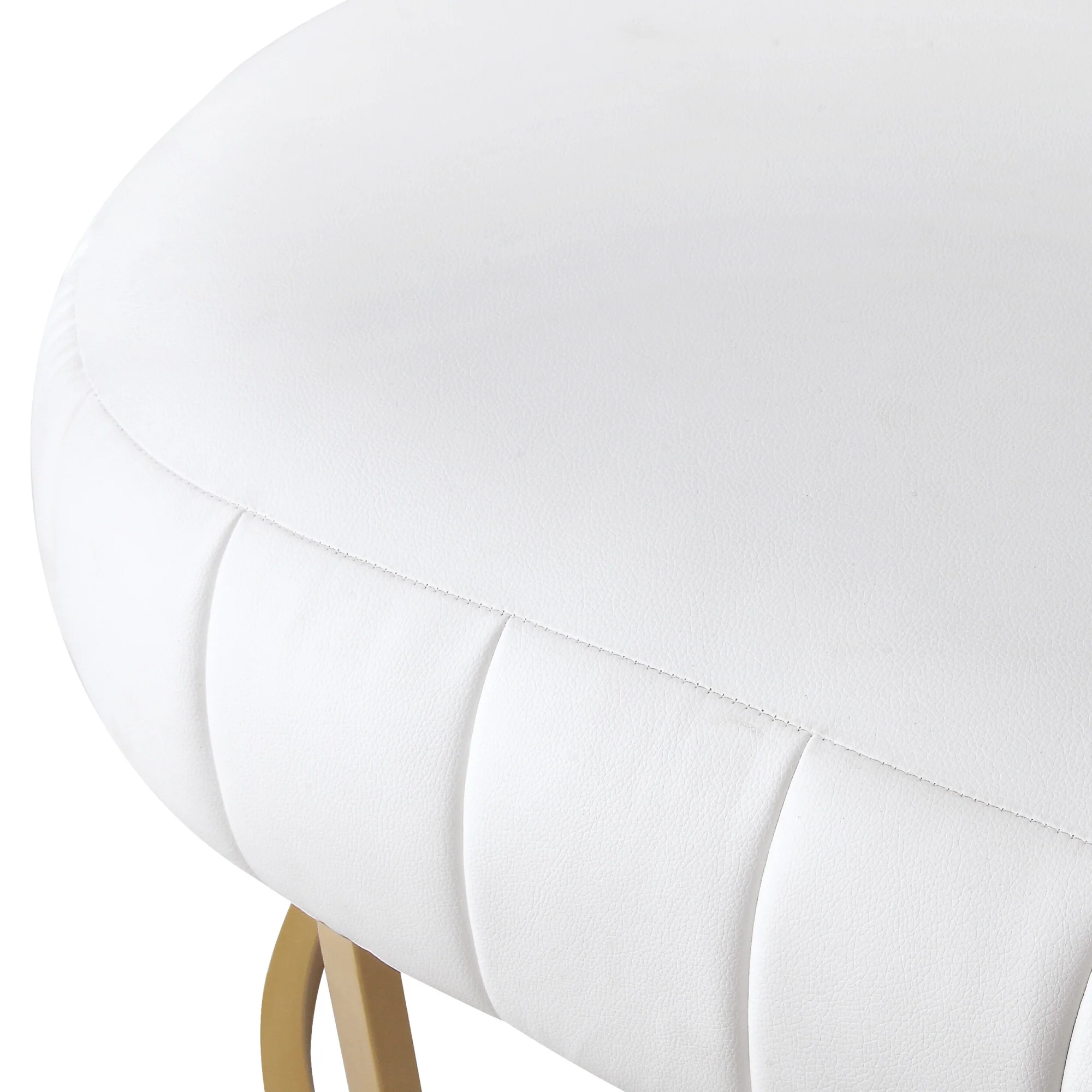 53" White And Gold Upholstered Faux Leather Bench By Homeroots - Image 6