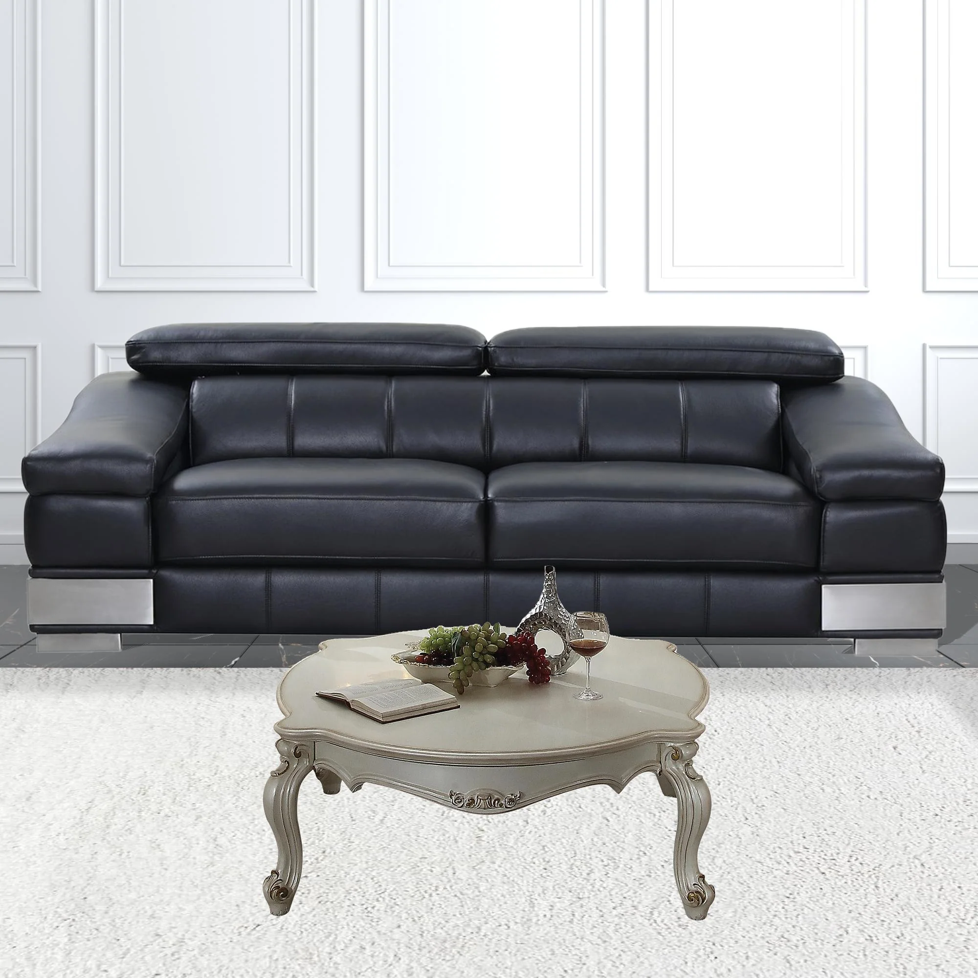 54" Antique Pearl Manufactured Wood And Polyresin Rectangular Coffee Table By Homeroots - Image 3