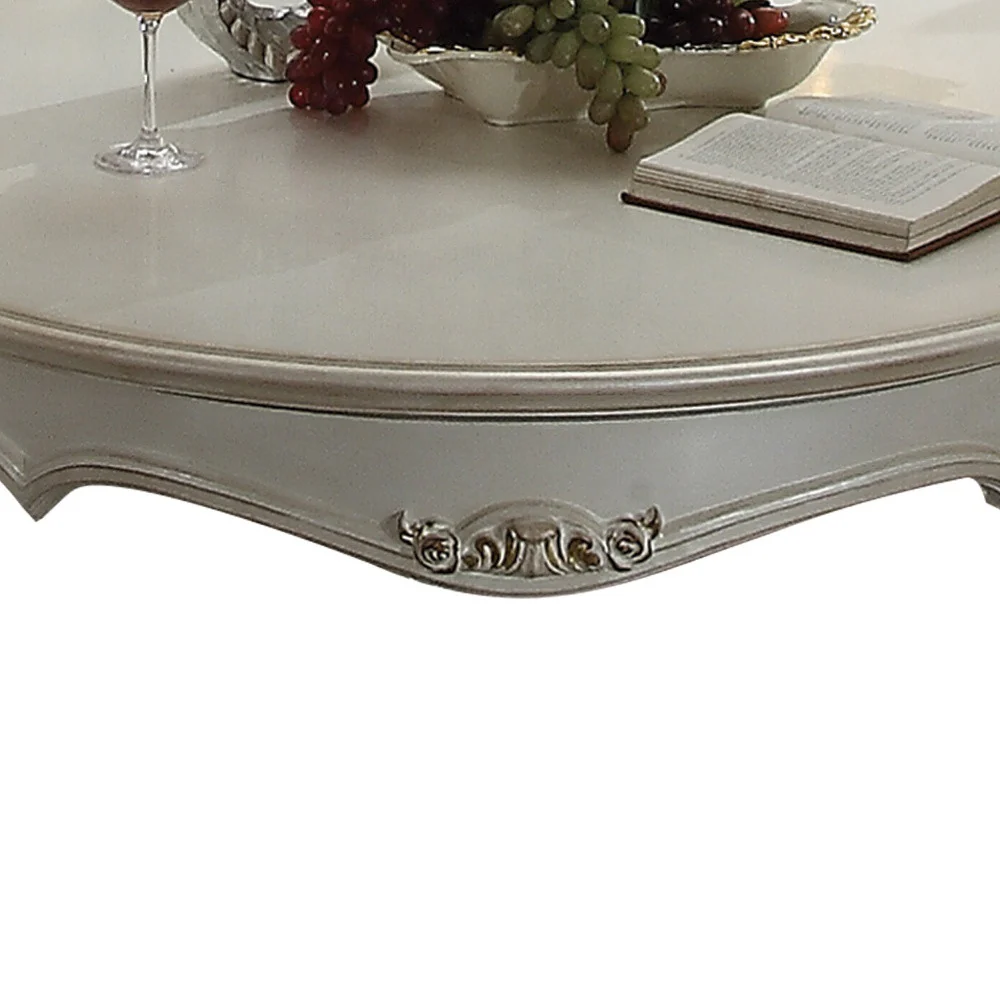 54" Antique Pearl Manufactured Wood And Polyresin Rectangular Coffee Table By Homeroots - Image 4