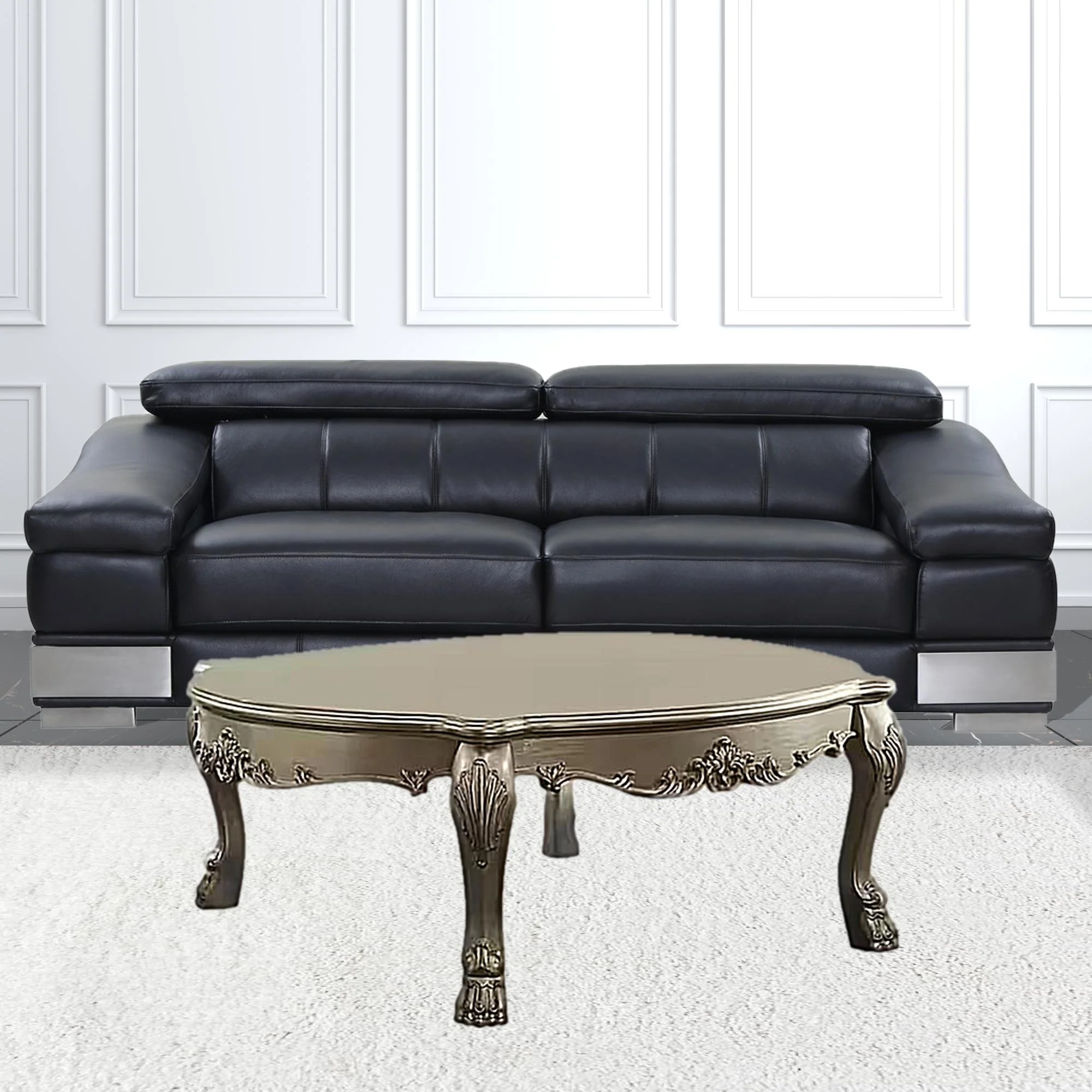 54" Bone And Gold Patina Rectangular Coffee Table By Homeroots - Image 2