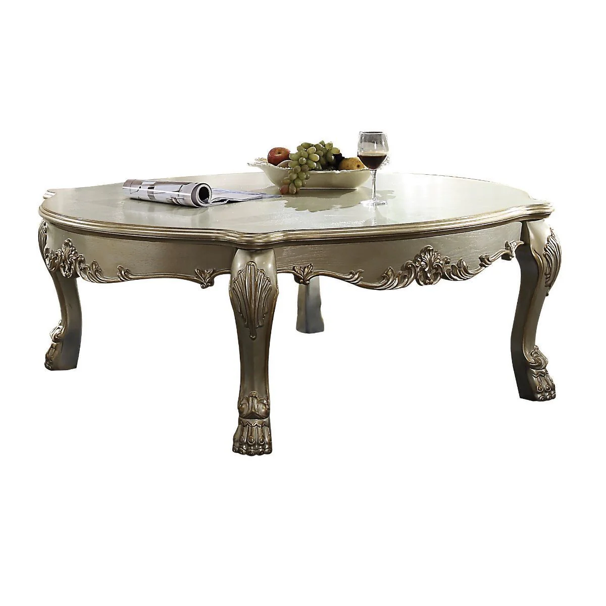 54" Bone And Gold Patina Rectangular Coffee Table By Homeroots - Image 3