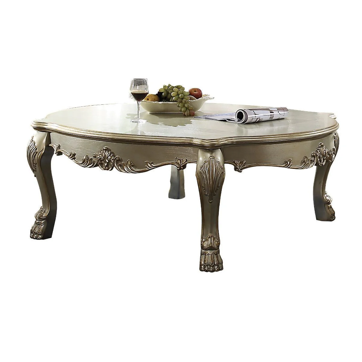 54" Bone And Gold Patina Rectangular Coffee Table By Homeroots - Image 4