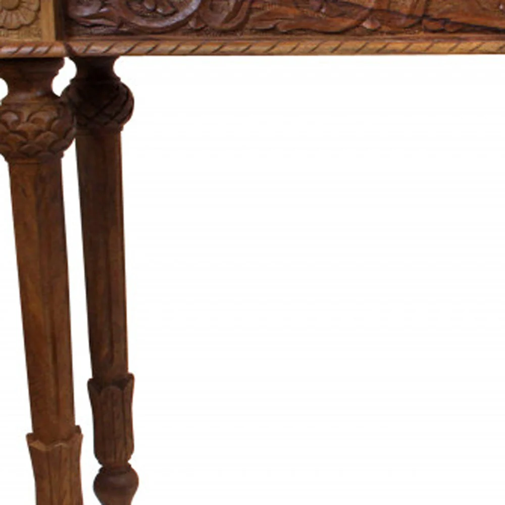 54" Brown Solid Wood Distressed Console Table By Homeroots - Image 5